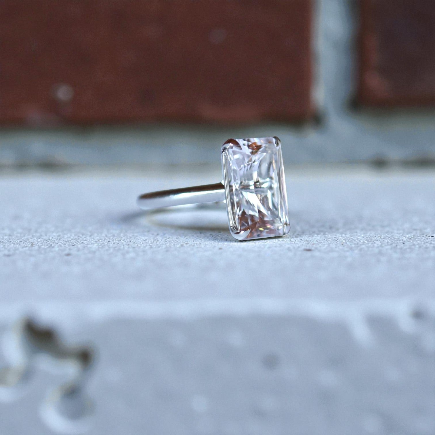 Danburite Solitaire in 14k White Gold - Petra Star