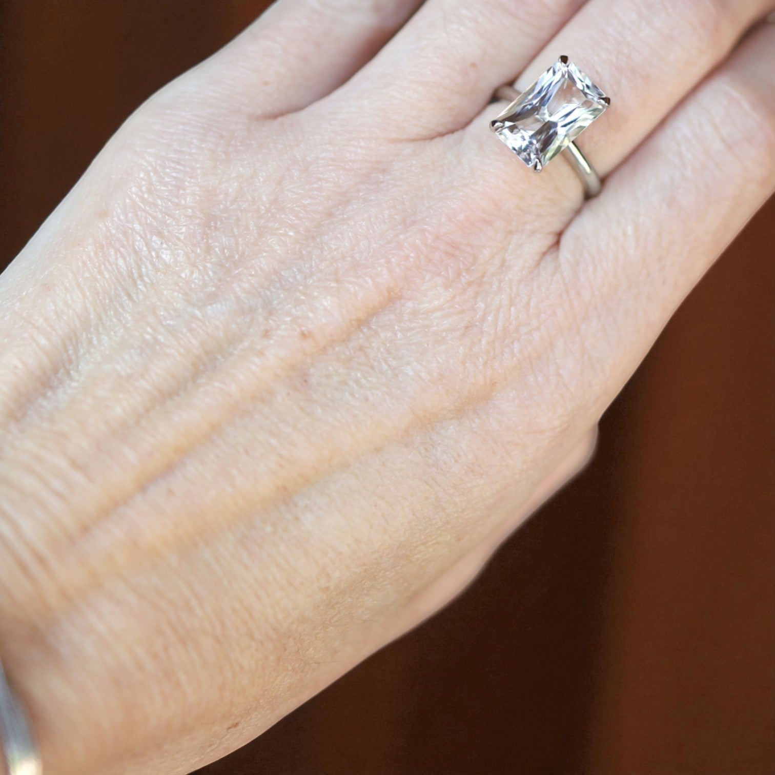 Danburite Solitaire in 14k White Gold - Petra Star