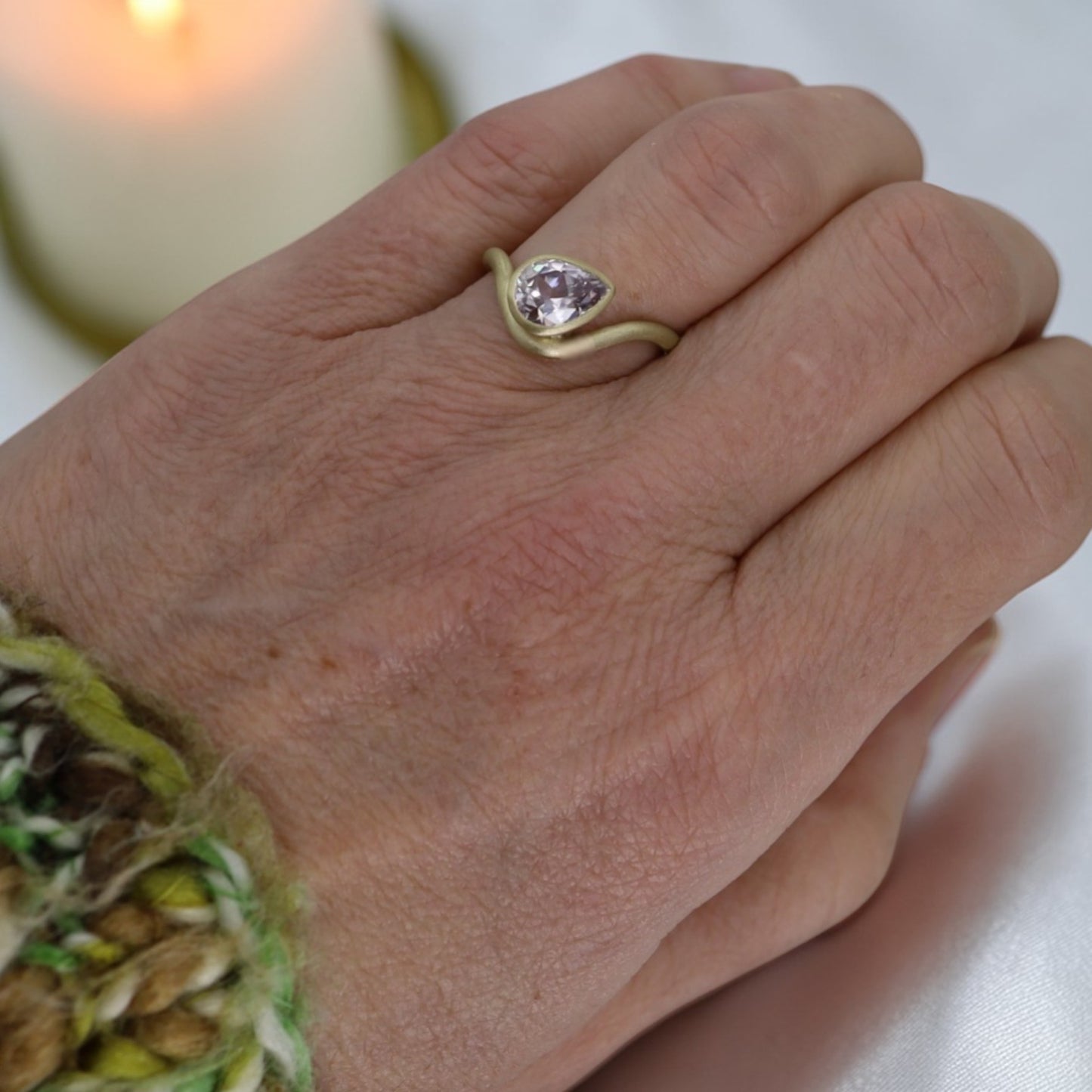 Lavender Zircon Pear Ring – Rare Australian Earth-Mined 2.16ct in 14k Yellow Gold - Petra Star