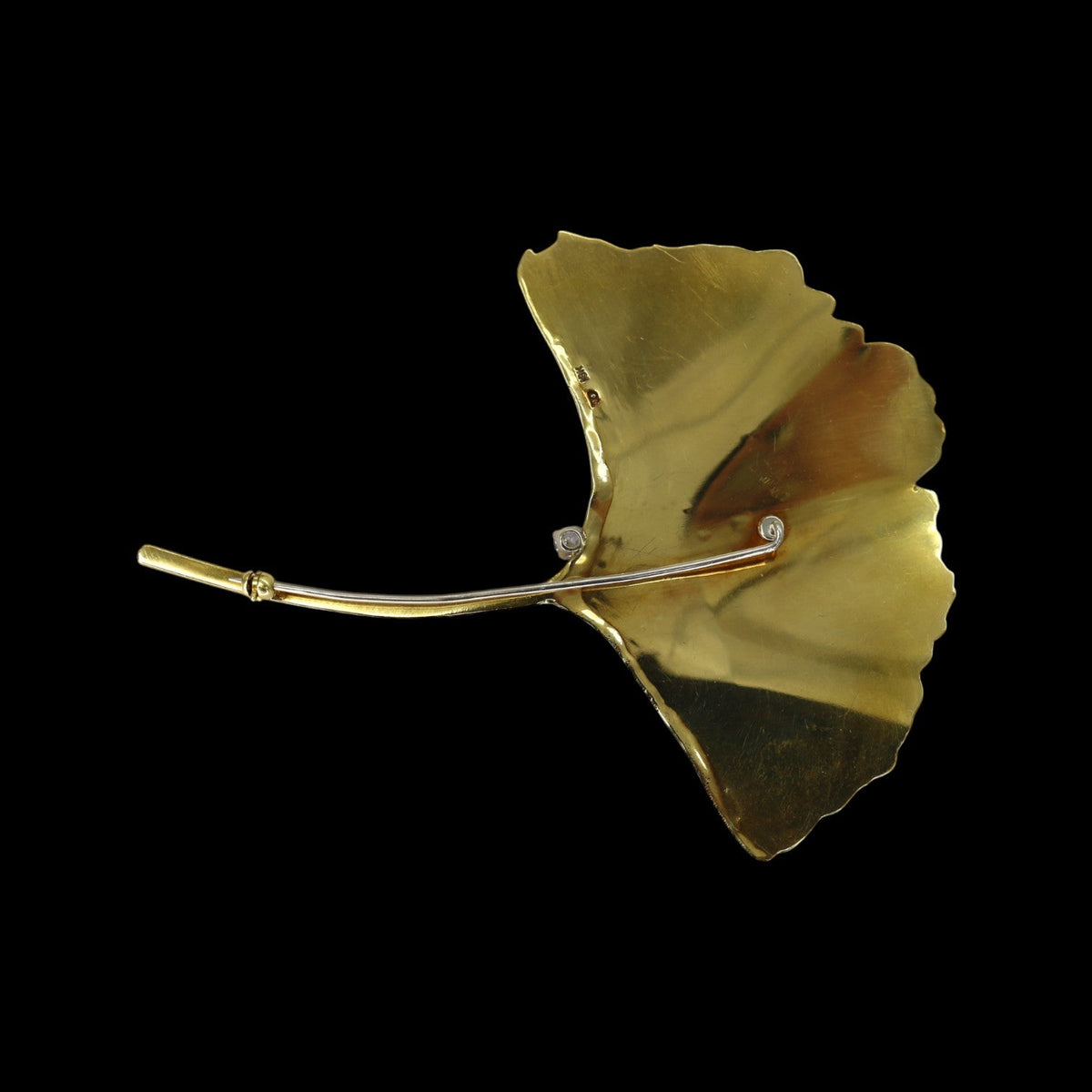 Designer 18k Gold Ginkgo Leaf Brooch - Petra Star