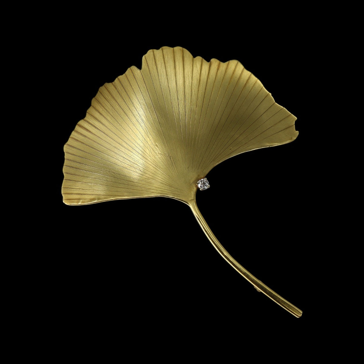Designer 18k Gold Ginkgo Leaf Brooch - Petra Star
