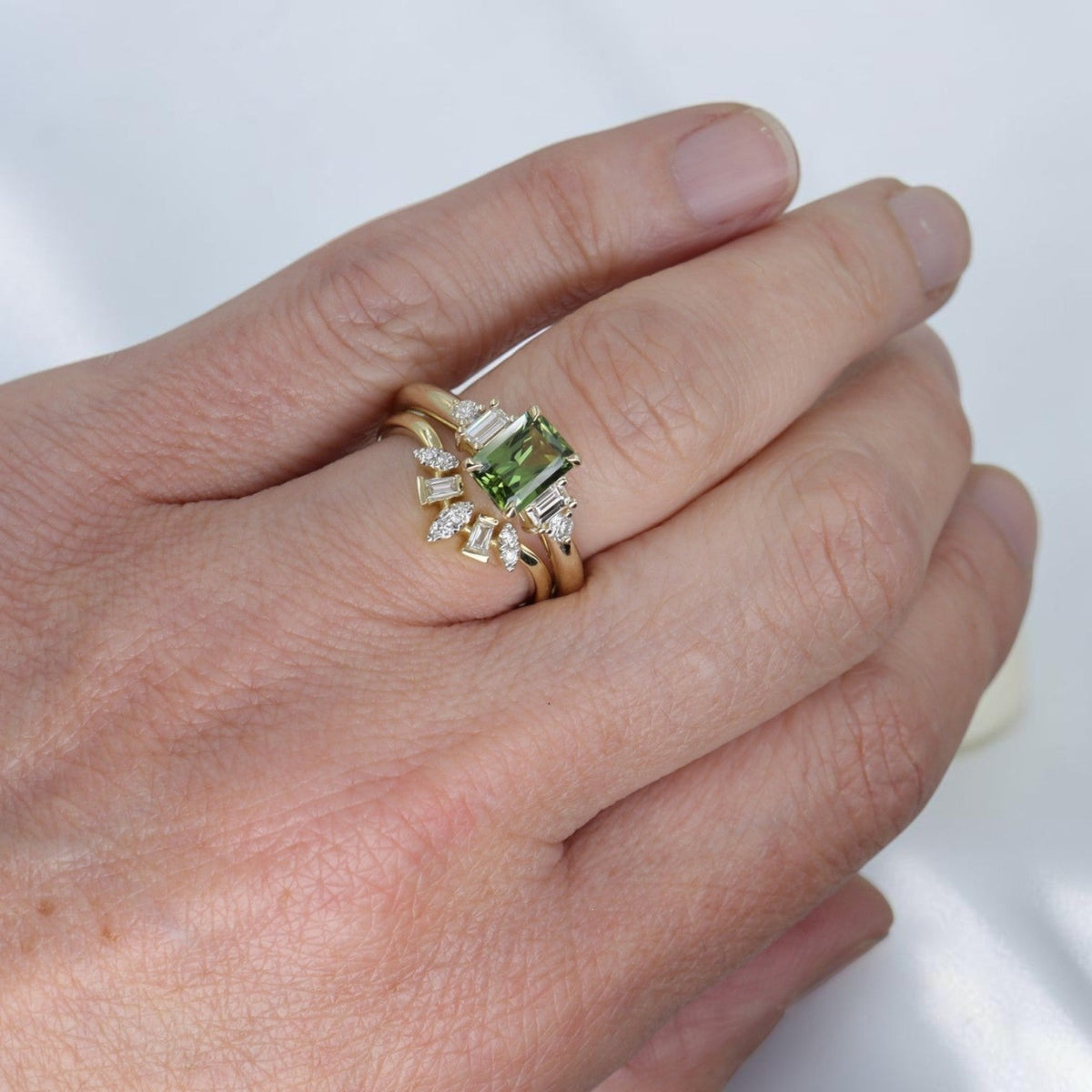 Diamond Baguette & Round Brilliant Custom Mounting | 14k Yellow Gold | Setting Only | Made to Order | Petra Star - Petra Star