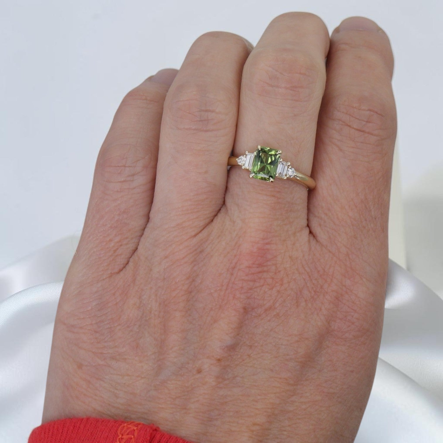 Diamond Baguette & Round Brilliant Custom Mounting | 14k Yellow Gold | Setting Only | Made to Order | Petra Star - Petra Star