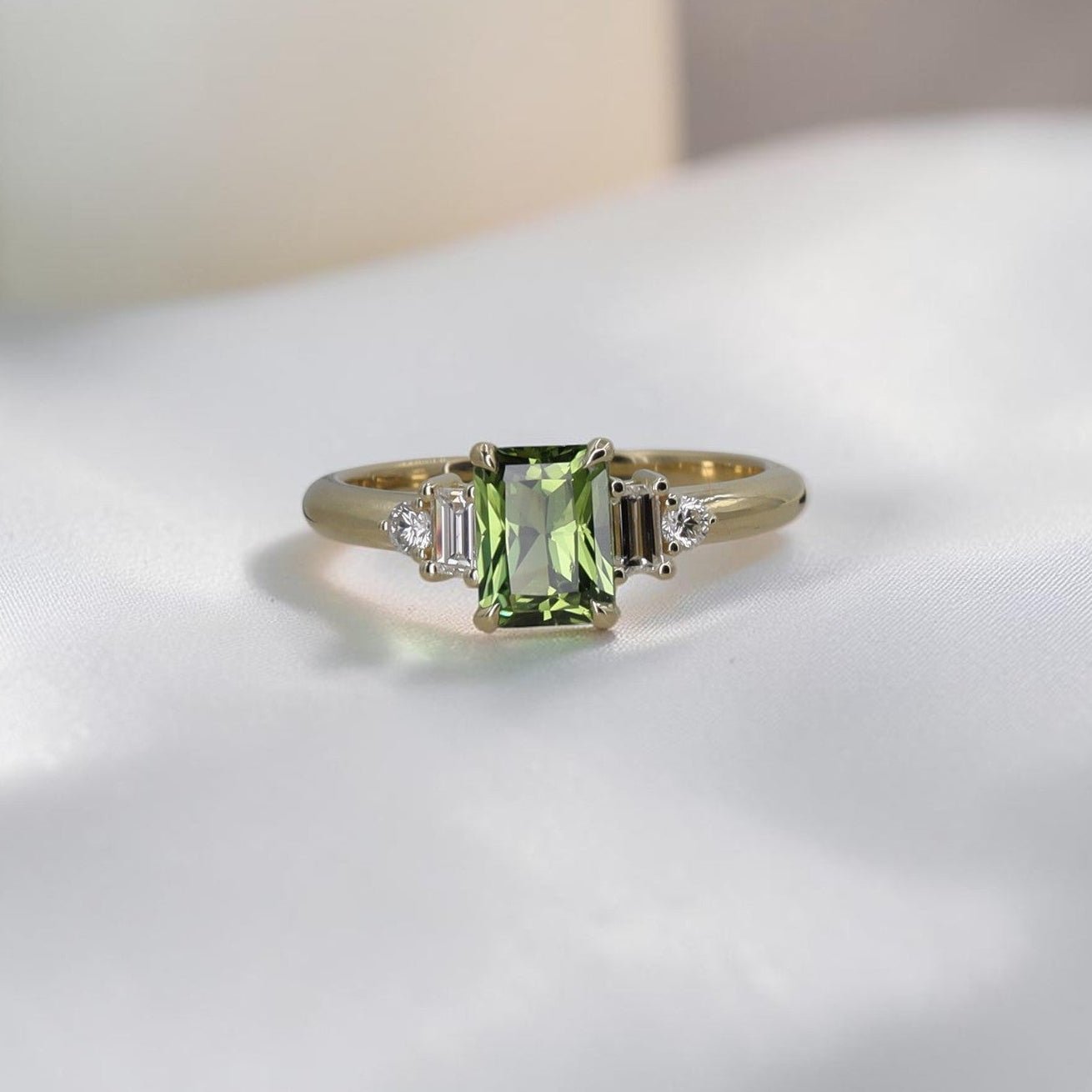 Diamond Baguette & Round Brilliant Custom Mounting | 14k Yellow Gold | Setting Only | Made to Order | Petra Star - Petra Star