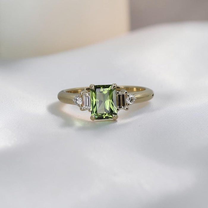 Diamond Baguette & Round Brilliant Custom Mounting | 14k Yellow Gold | Setting Only | Made to Order | Petra Star - Petra Star