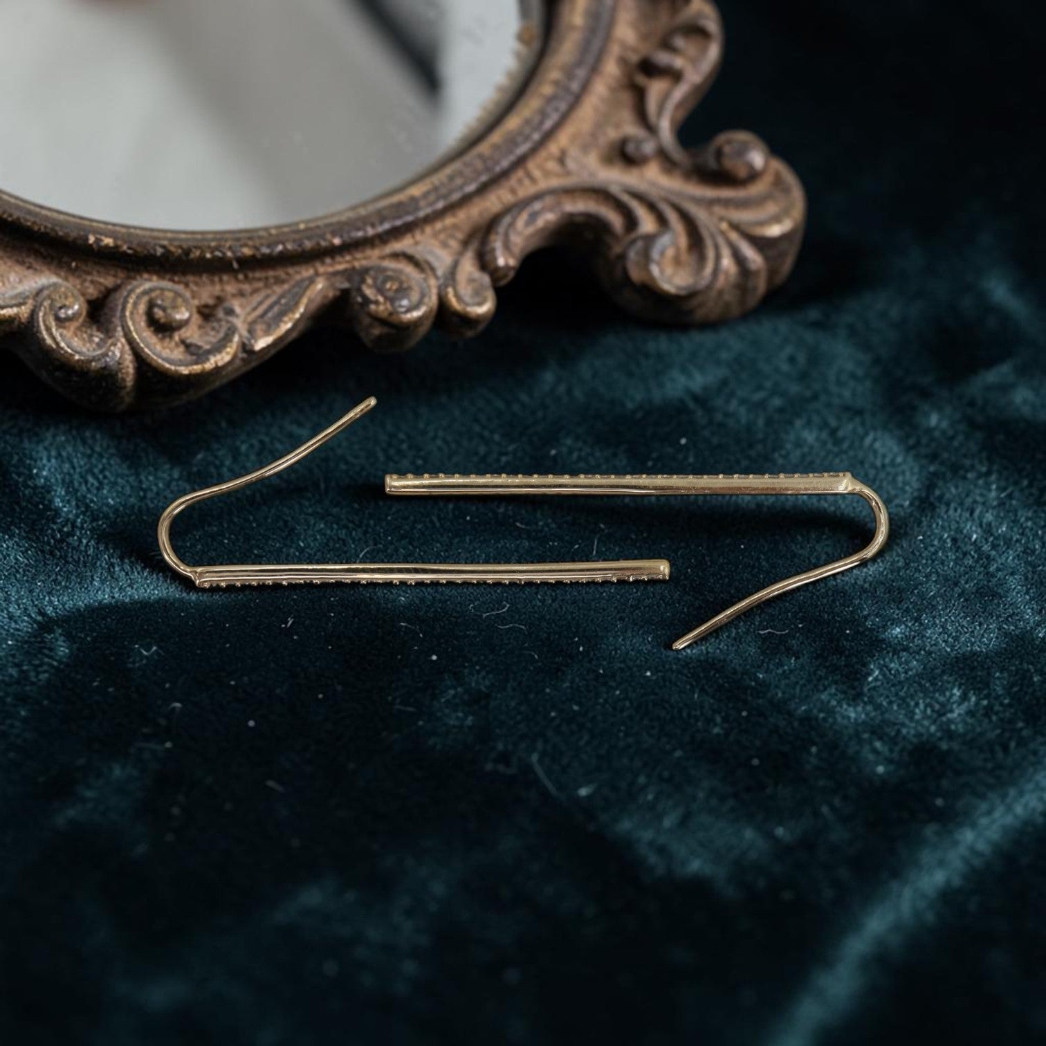 Diamond Bar Drop Earrings | Earth Mined Diamonds | Share Prong Set | Made to Order 14k Gold or Platinum | Petra Star - Petra Star