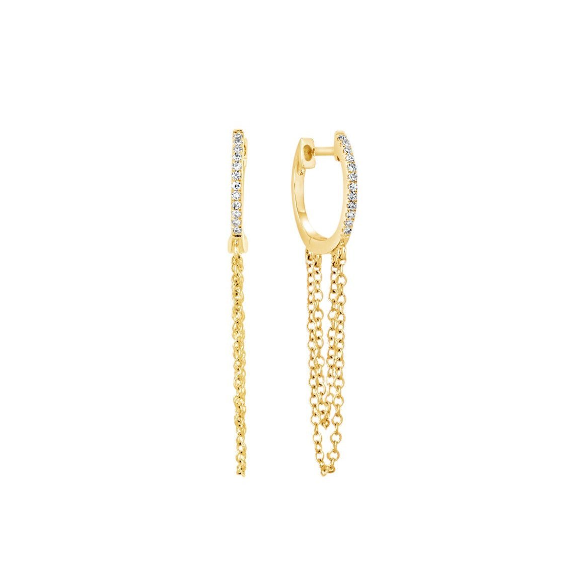 Diamond & Chain Huggie Earring - Petra Star