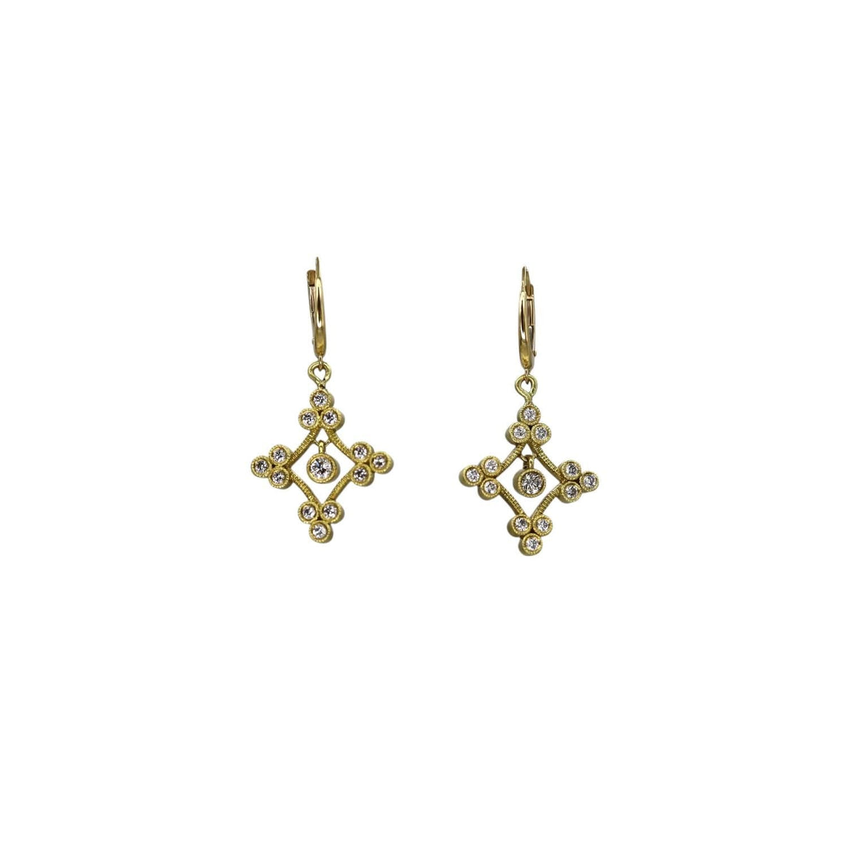 Diamond Chandelier Earrings in 18k Yellow Gold - Petra Star