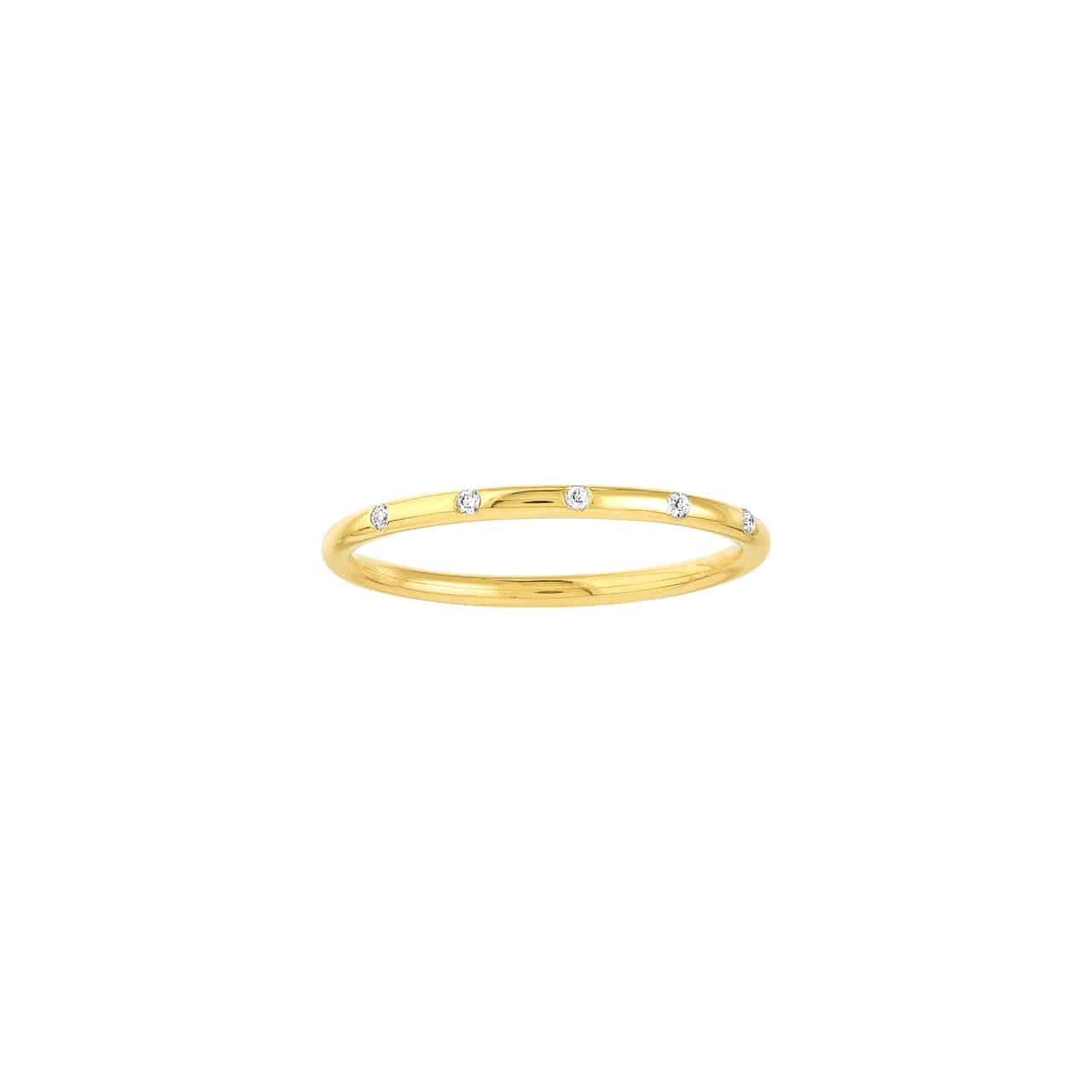 Diamond Flush Set Band in 14k Gold - Petra Star