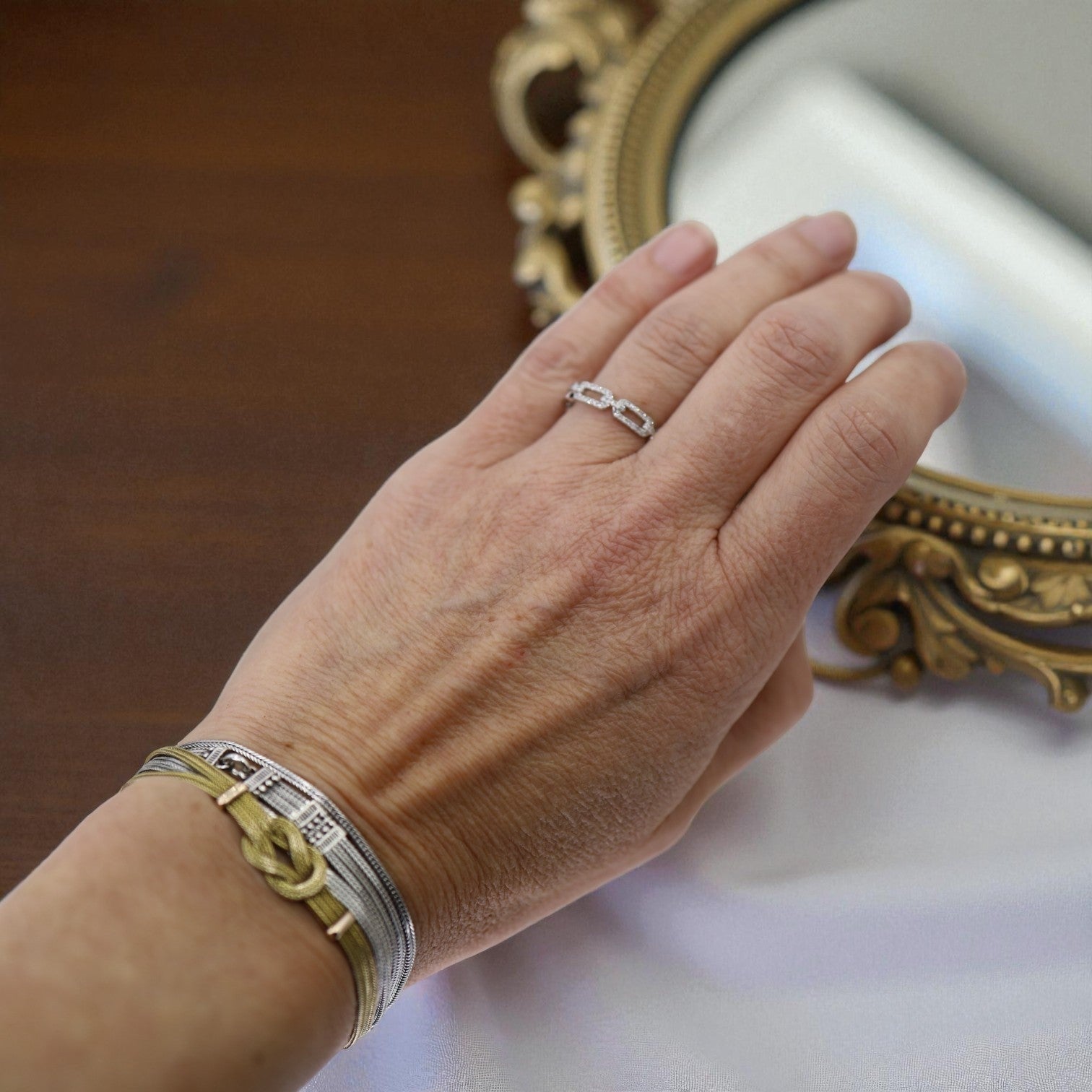 Diamond Link Band – 14k White Gold - Petra Star
