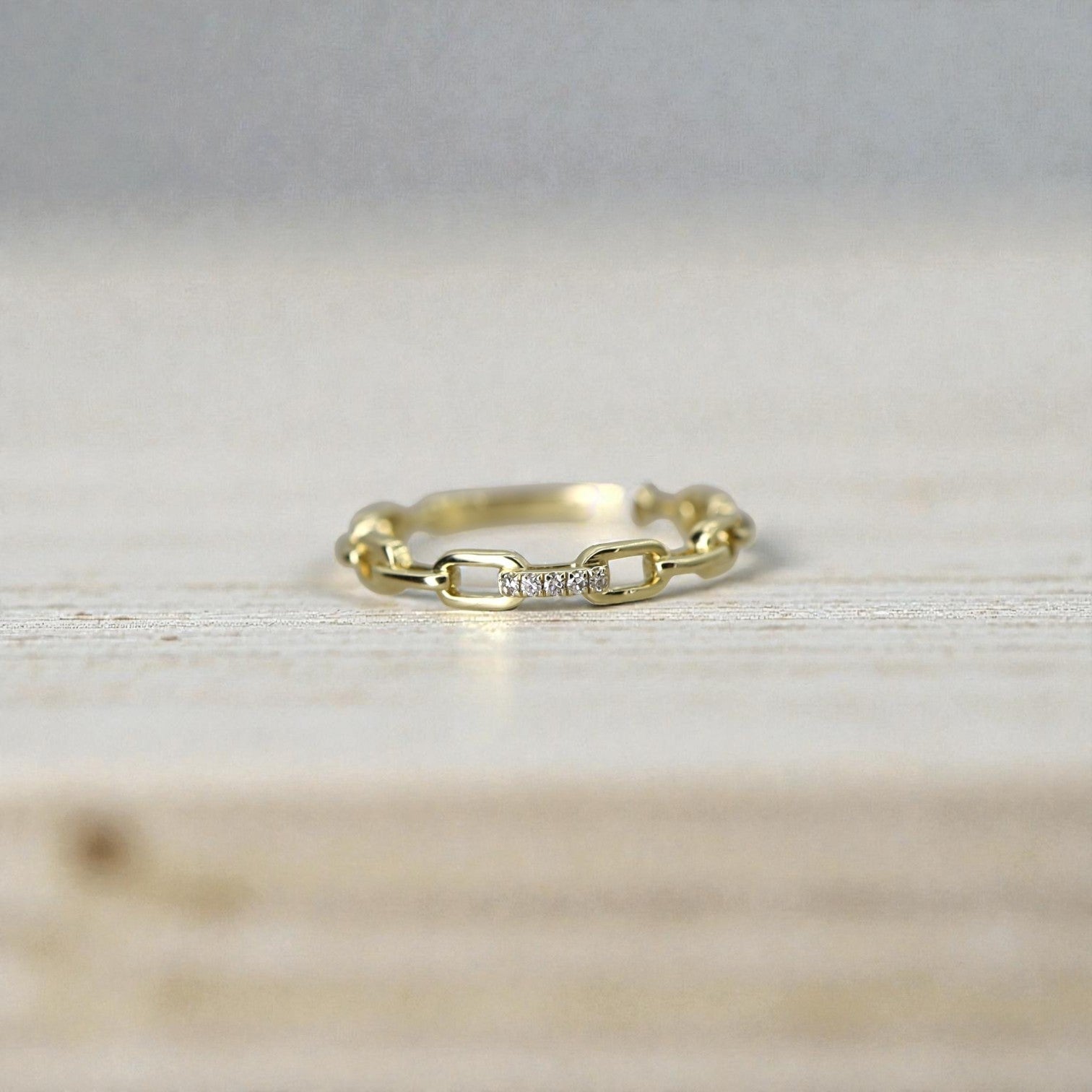 Diamond Link Band 14k Yellow Gold, 0.02ct - Petra Star