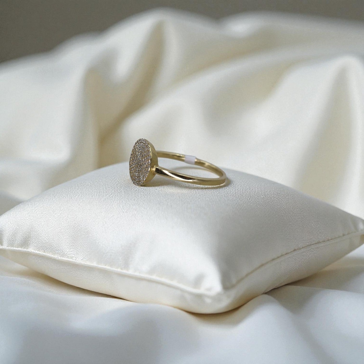 Diamond Pave Disc Ring in 14k Yellow Gold - Petra Star