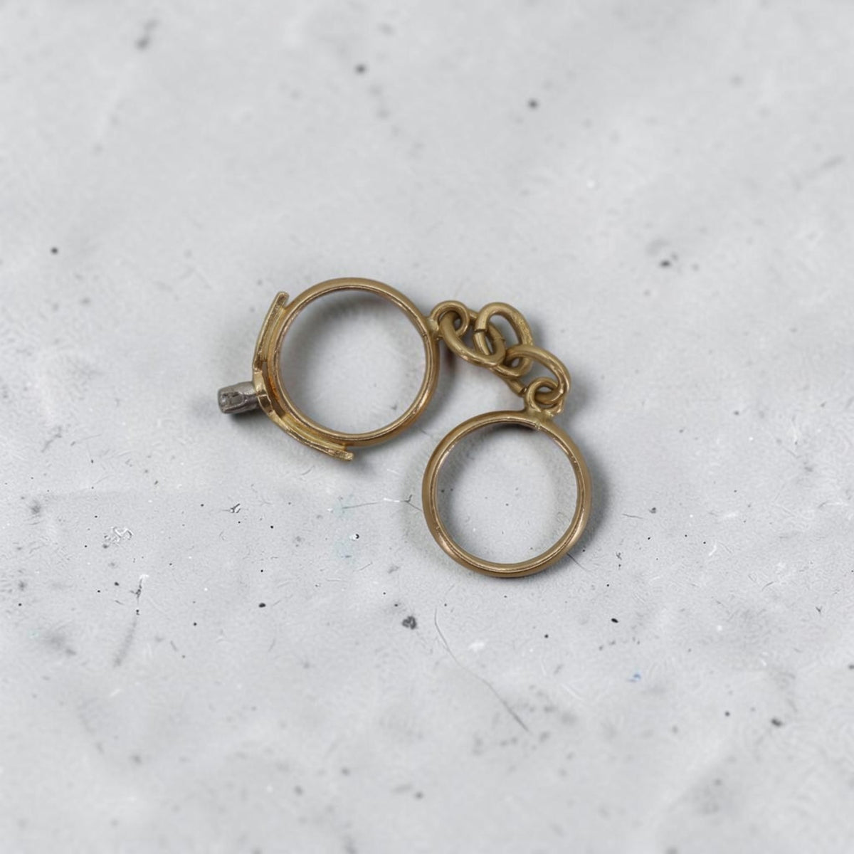 Antique 1800s 14K Yellow Gold Wedding Ring Set Charm — Earth-Mined Table Cut Diamond, Hallmarked