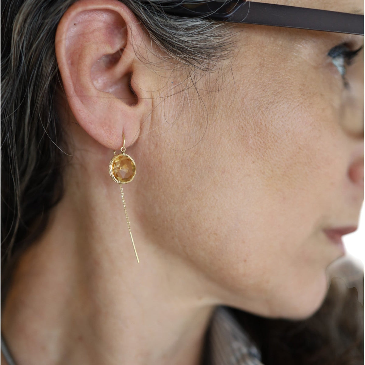 Double-Sided Rose Cut Citrine Threaders - Petra Star