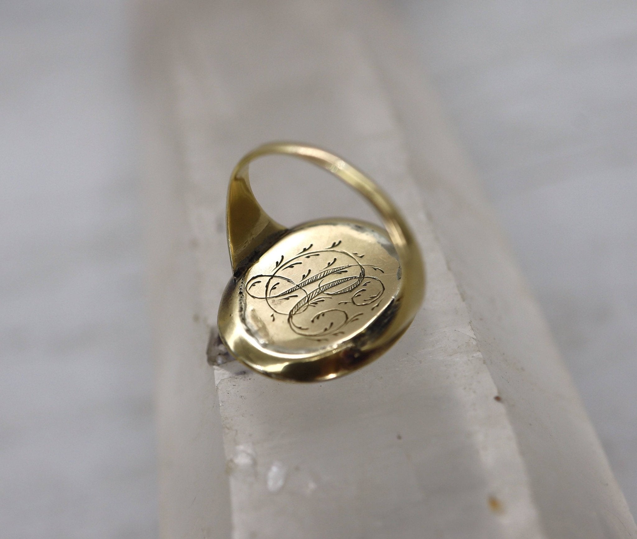Early Victorian Blackamoor Ring Tiger's Eye Cameo in 14k Gold - Petra Star