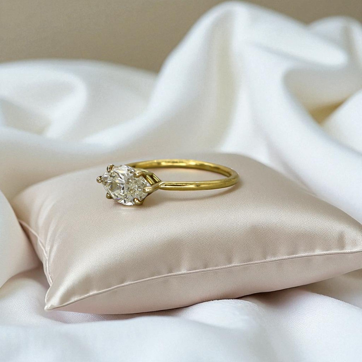 East-West Marquise Diamond Ring in Recycled 22k & 18k Gold (GIA Lab Report, Customizable) - Petra Star