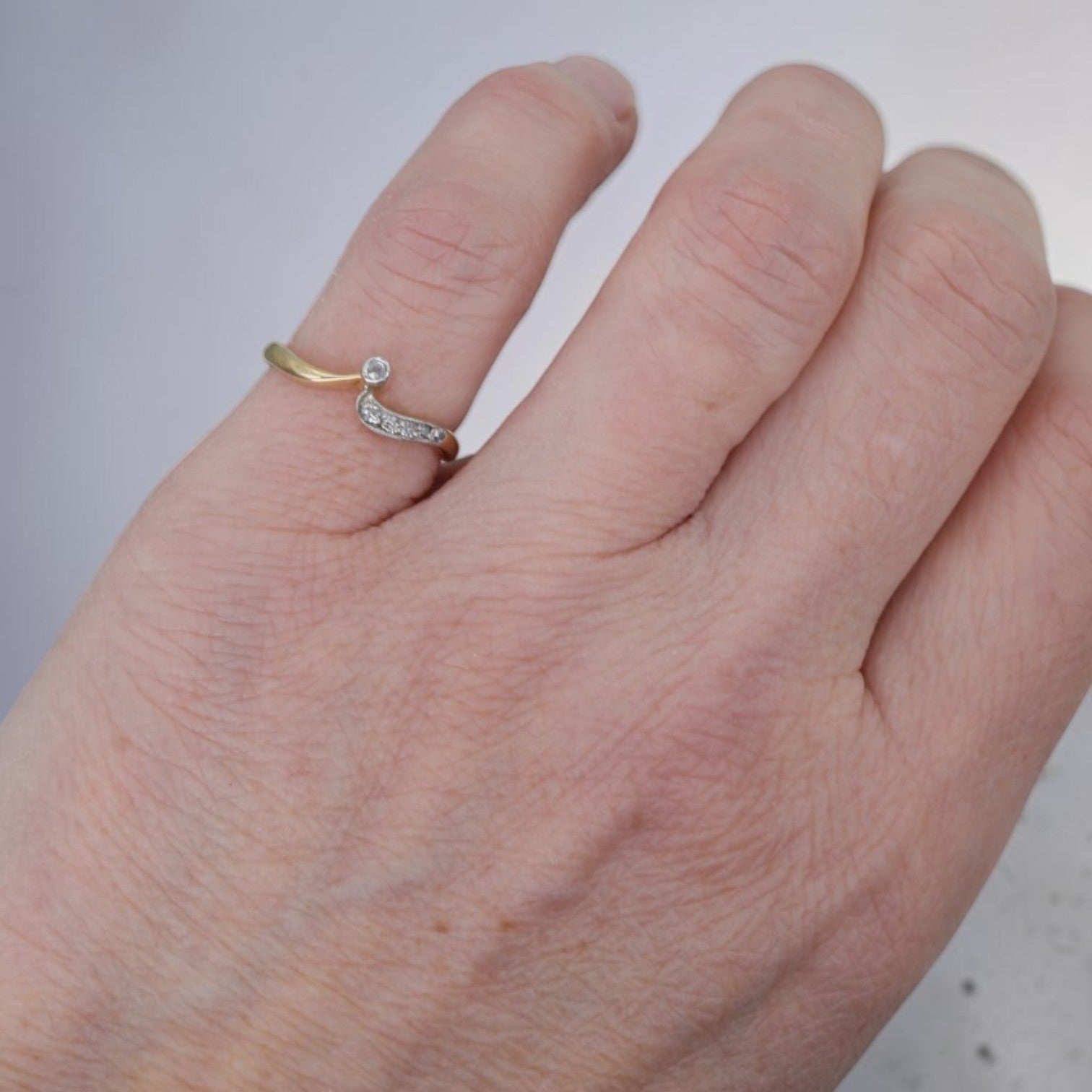 Edwardian Diamond Chevron Ring | Platinum & 18K Gold | Old European Cut | Circa 1900 | Petra Star - Petra Star