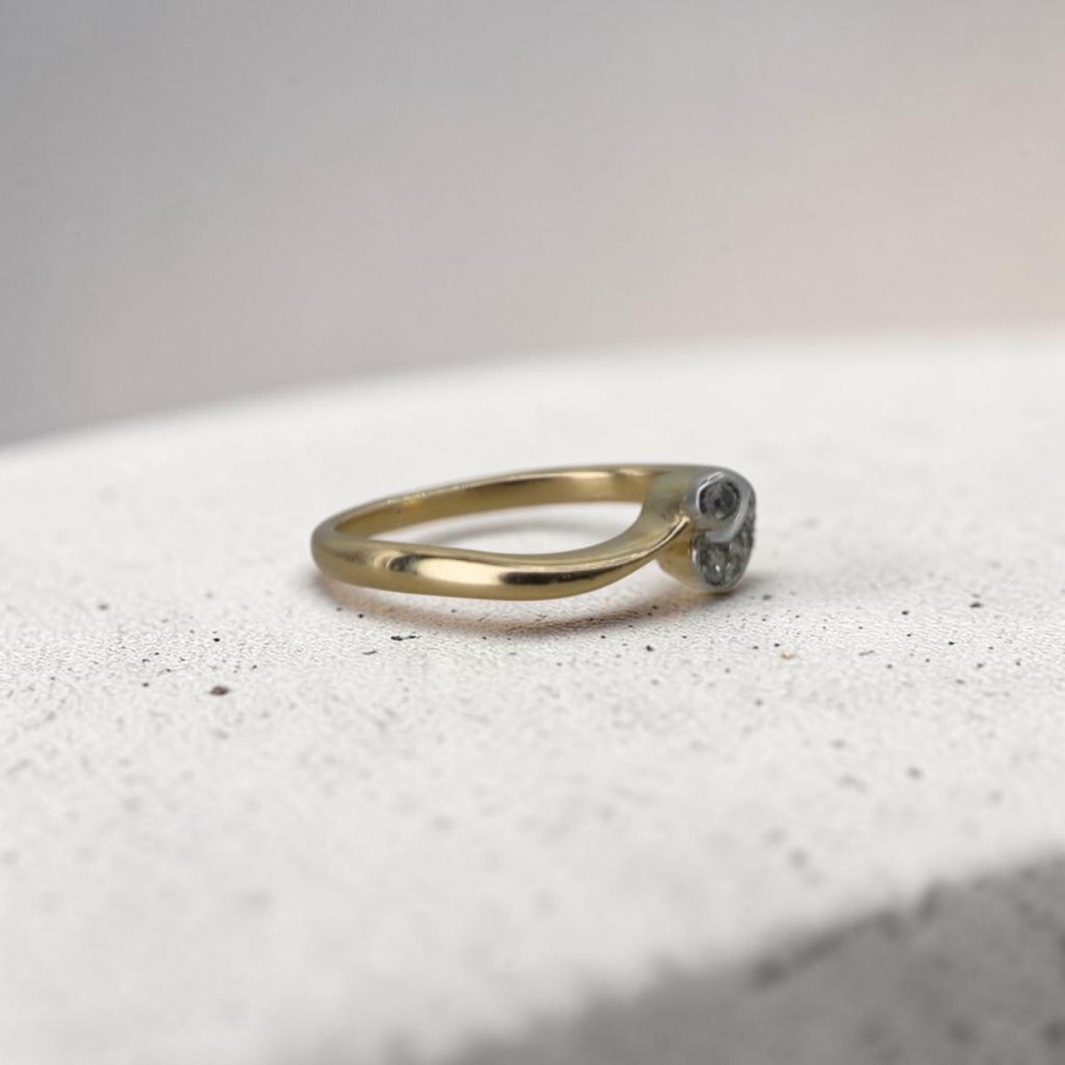 Edwardian Diamond Chevron Ring | Platinum & 18K Gold | Old European Cut | Circa 1900 | Petra Star - Petra Star