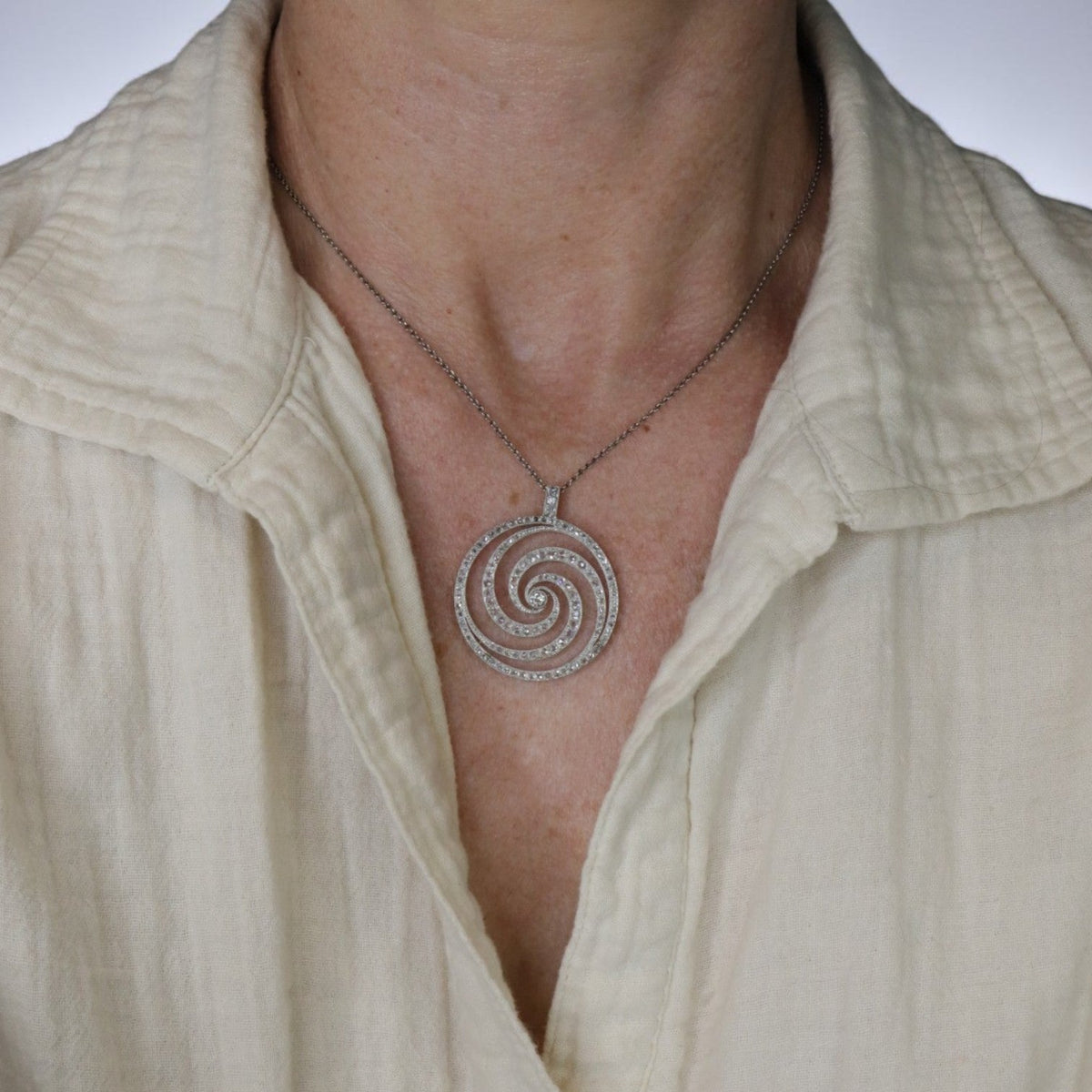 Edwardian Diamond Spiral Pendant - Petra StarNecklace