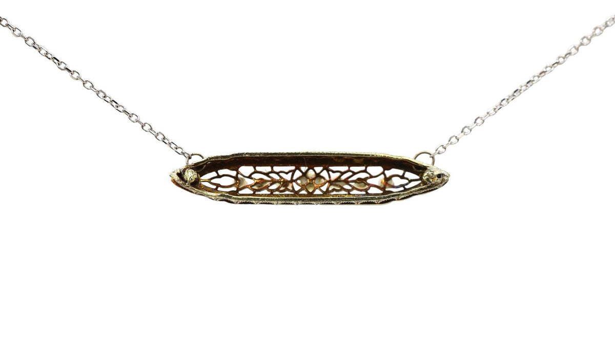 Edwardian Pearl Bar Necklace 14k Gold - Petra Star