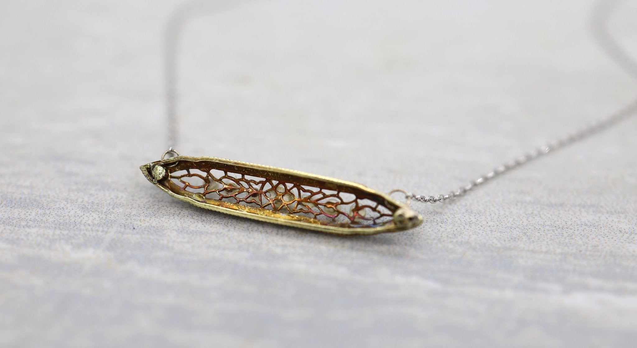 Edwardian Pearl Bar Necklace 14k Gold - Petra Star