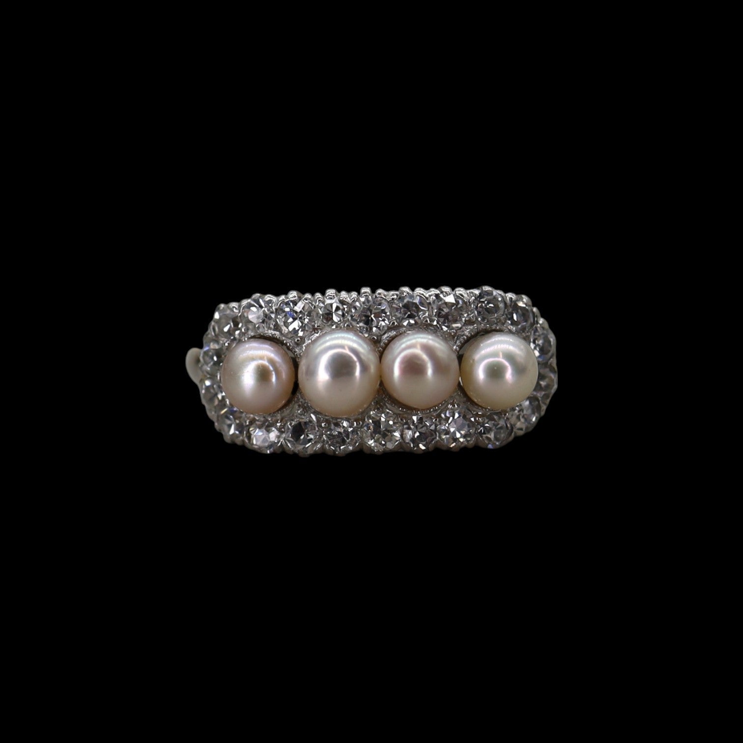 Edwardian Platinum, Diamond & Pearl Ring - Petra Star