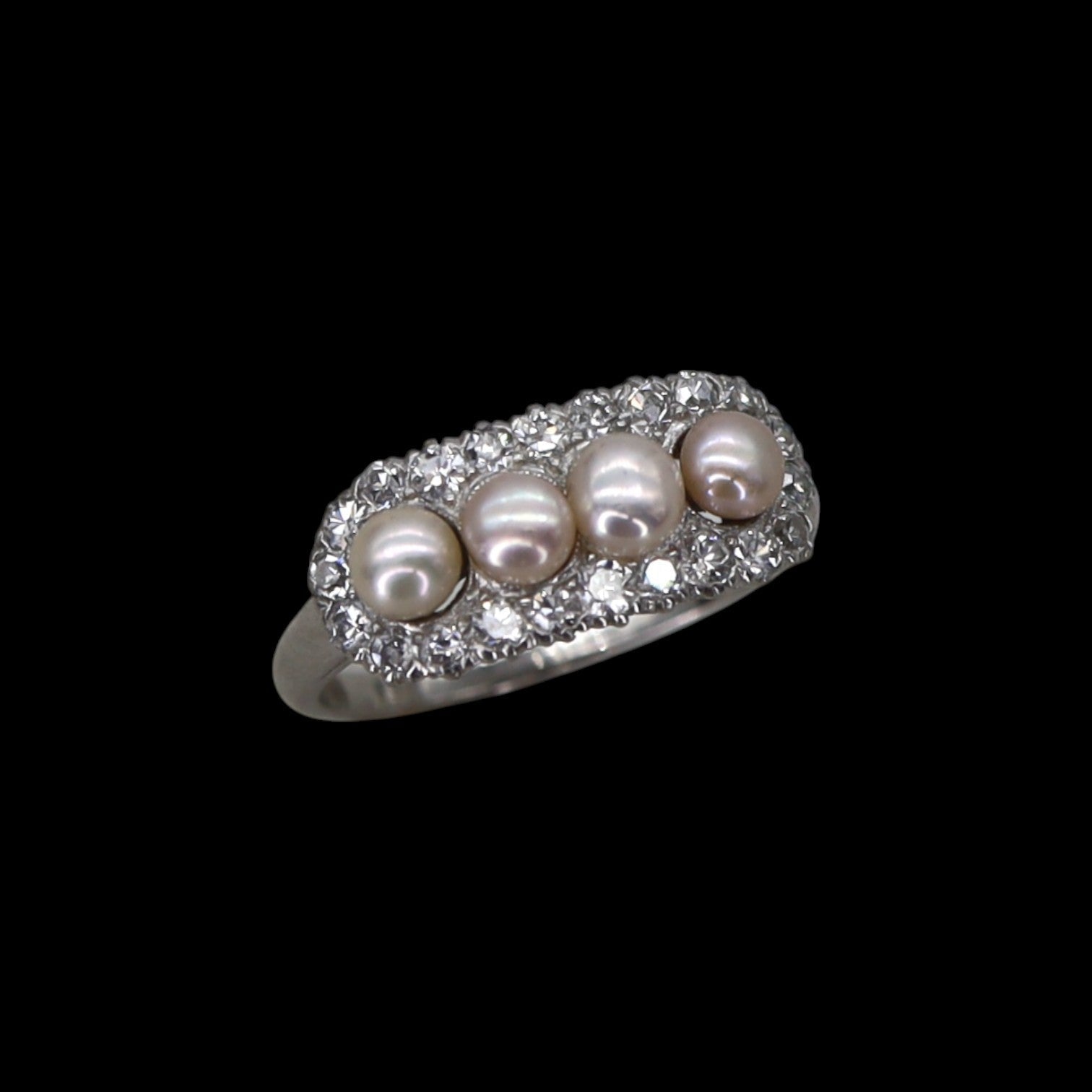 Edwardian Platinum, Diamond & Pearl Ring - Petra Star