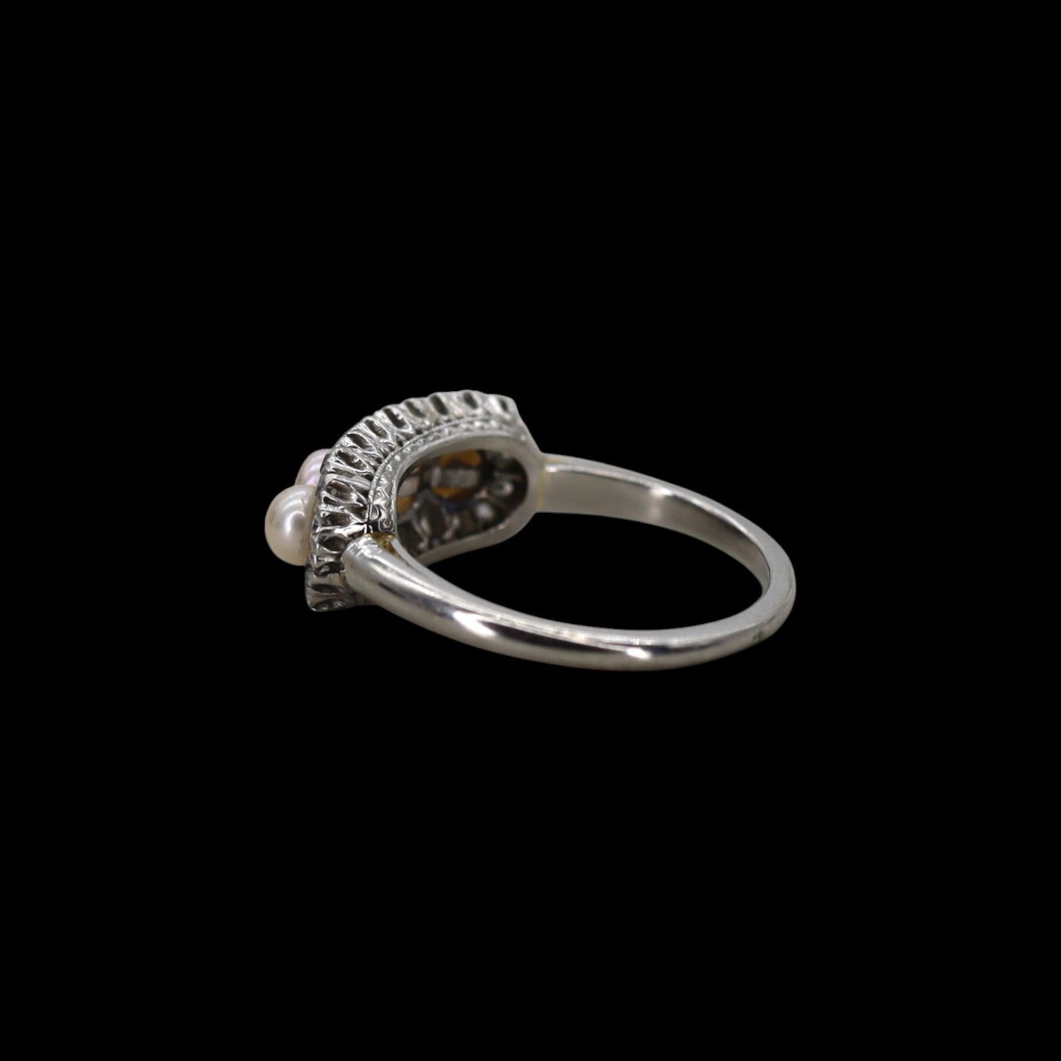 Edwardian Platinum, Diamond & Pearl Ring - Petra Star