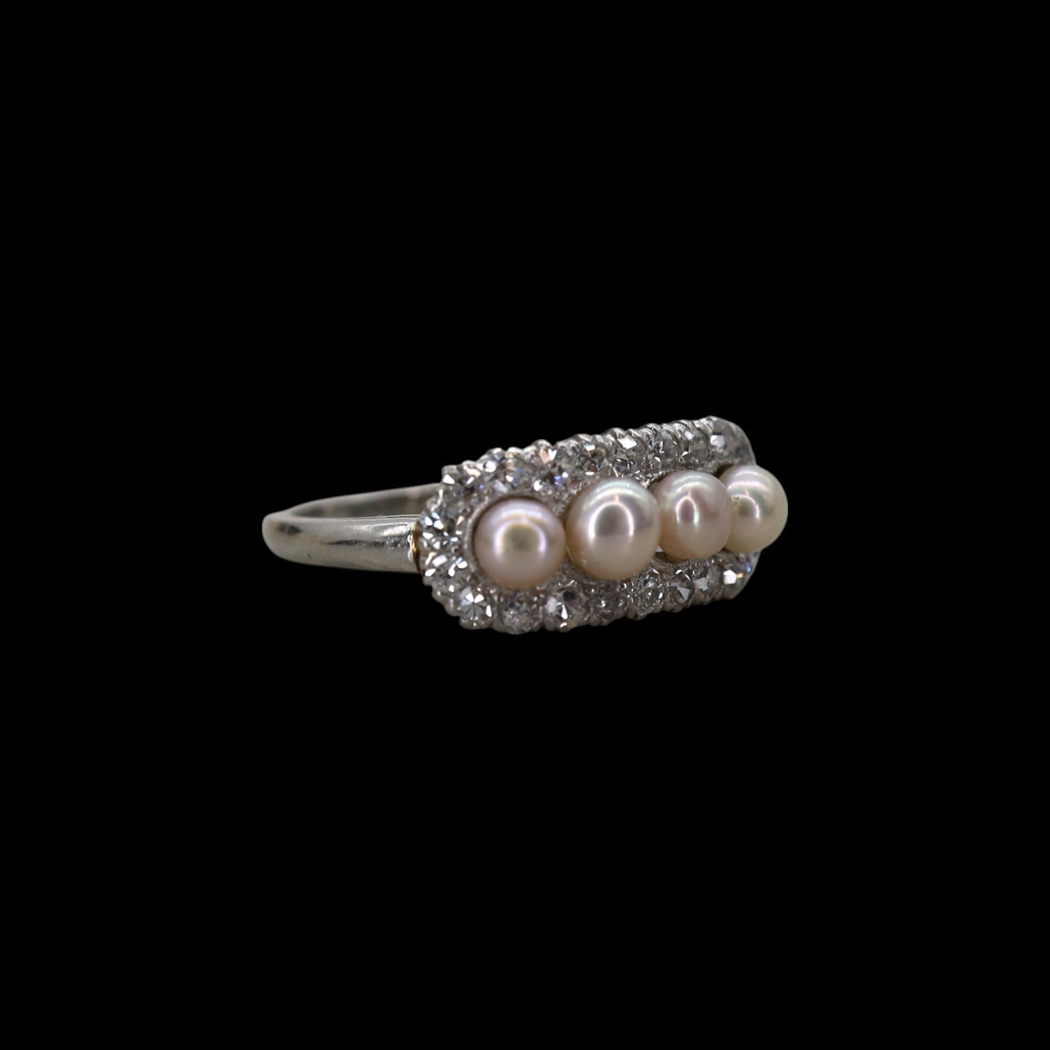 Edwardian Platinum, Diamond & Pearl Ring - Petra Star