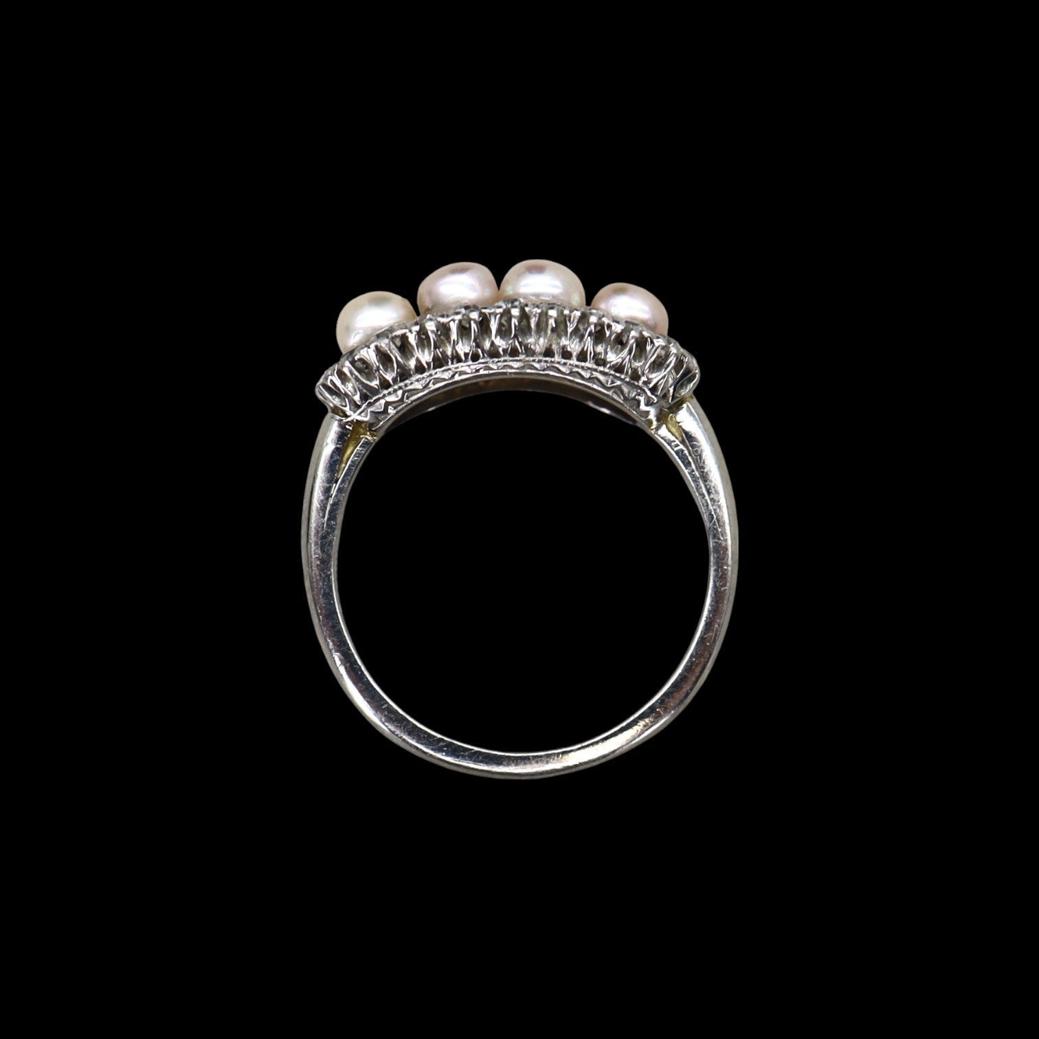 Edwardian Platinum, Diamond & Pearl Ring - Petra Star