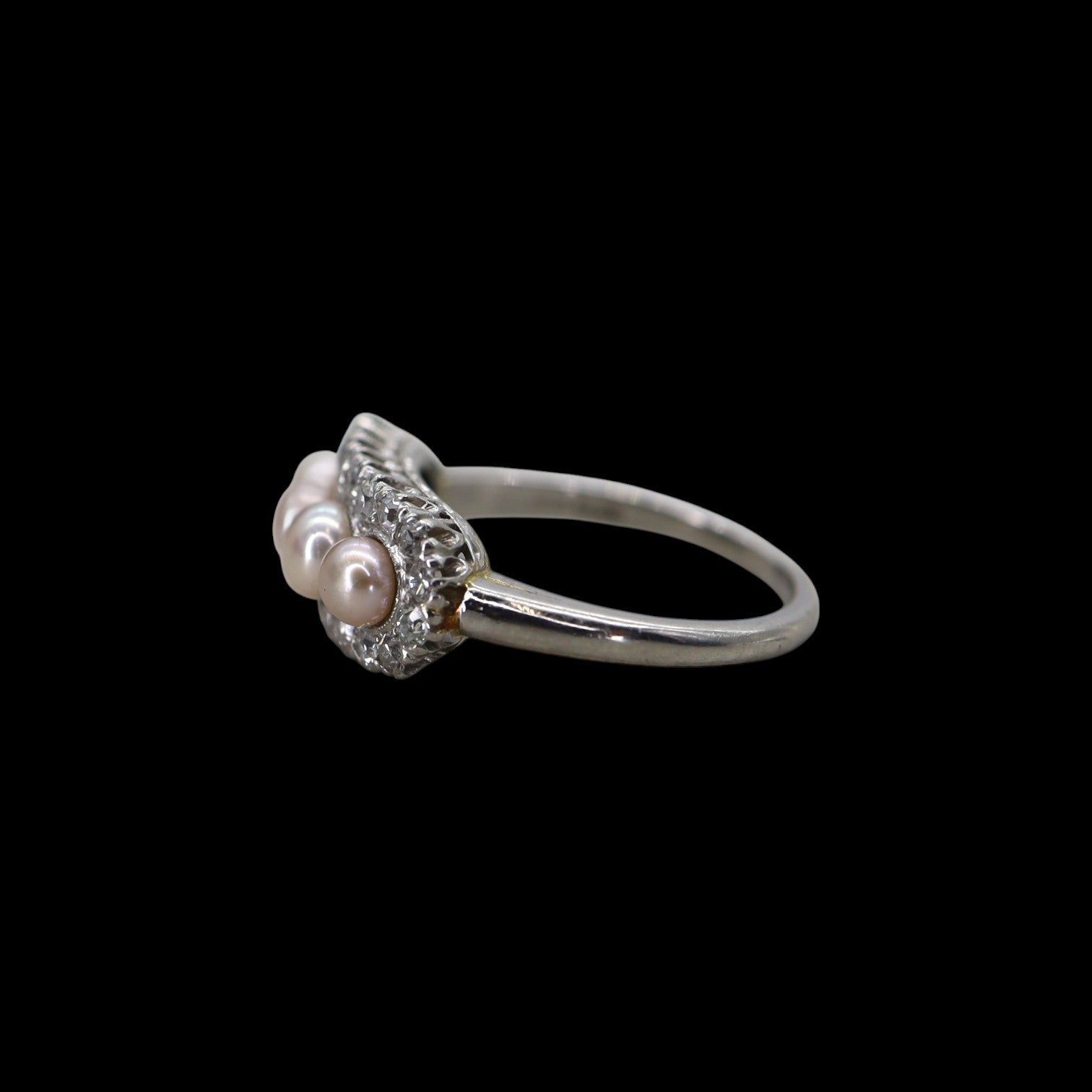 Edwardian Platinum, Diamond & Pearl Ring - Petra Star