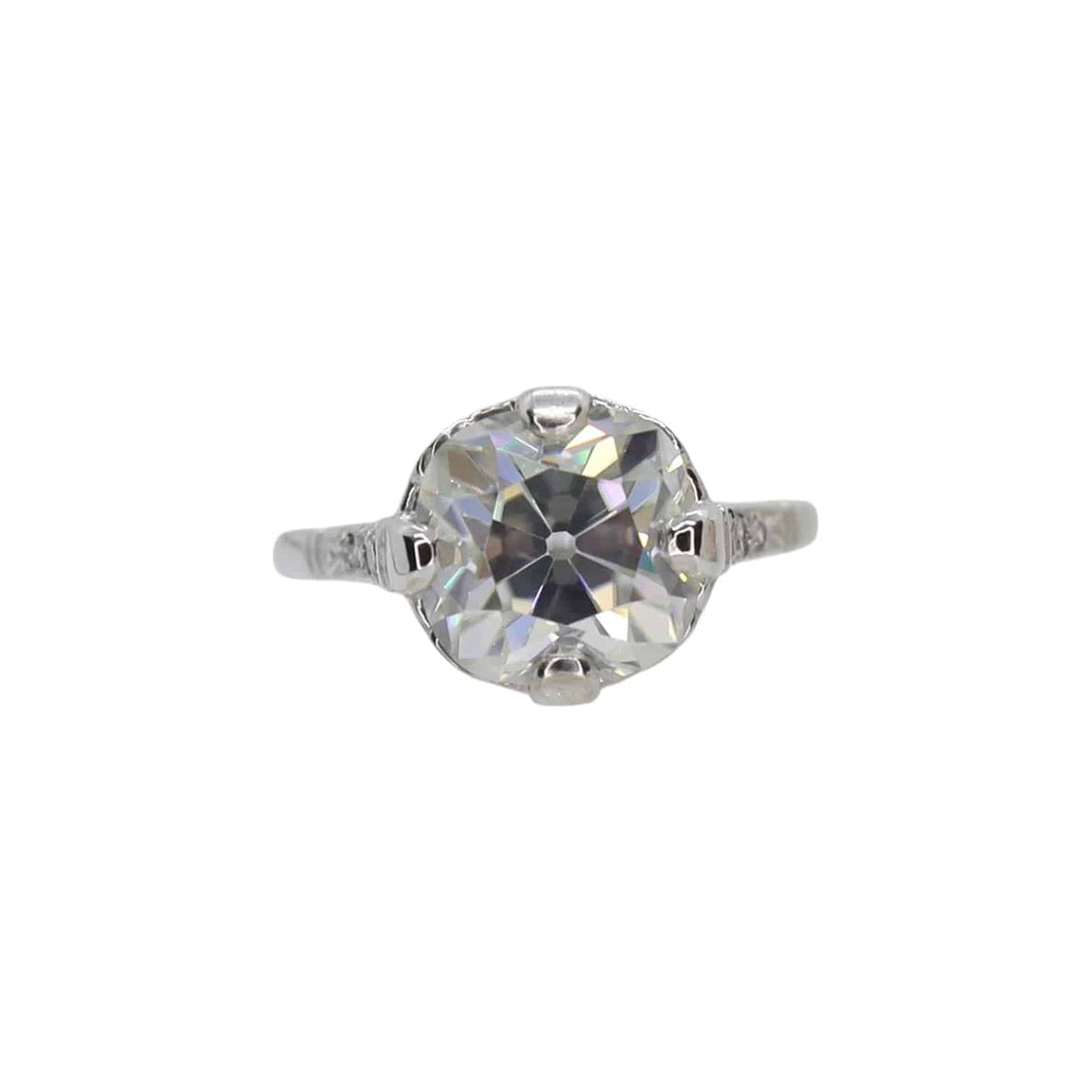 Edwardian Solitaire Semi-Mount in Platinum with Side Diamonds - Petra Star