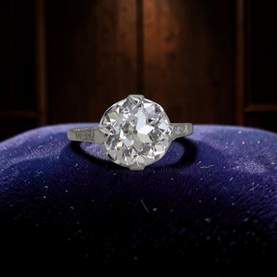 Edwardian Style Platinum Solitaire Ring | 3.58ct Lab Diamond | Made to Order | Petra Star - Petra StarEngagement Ring
