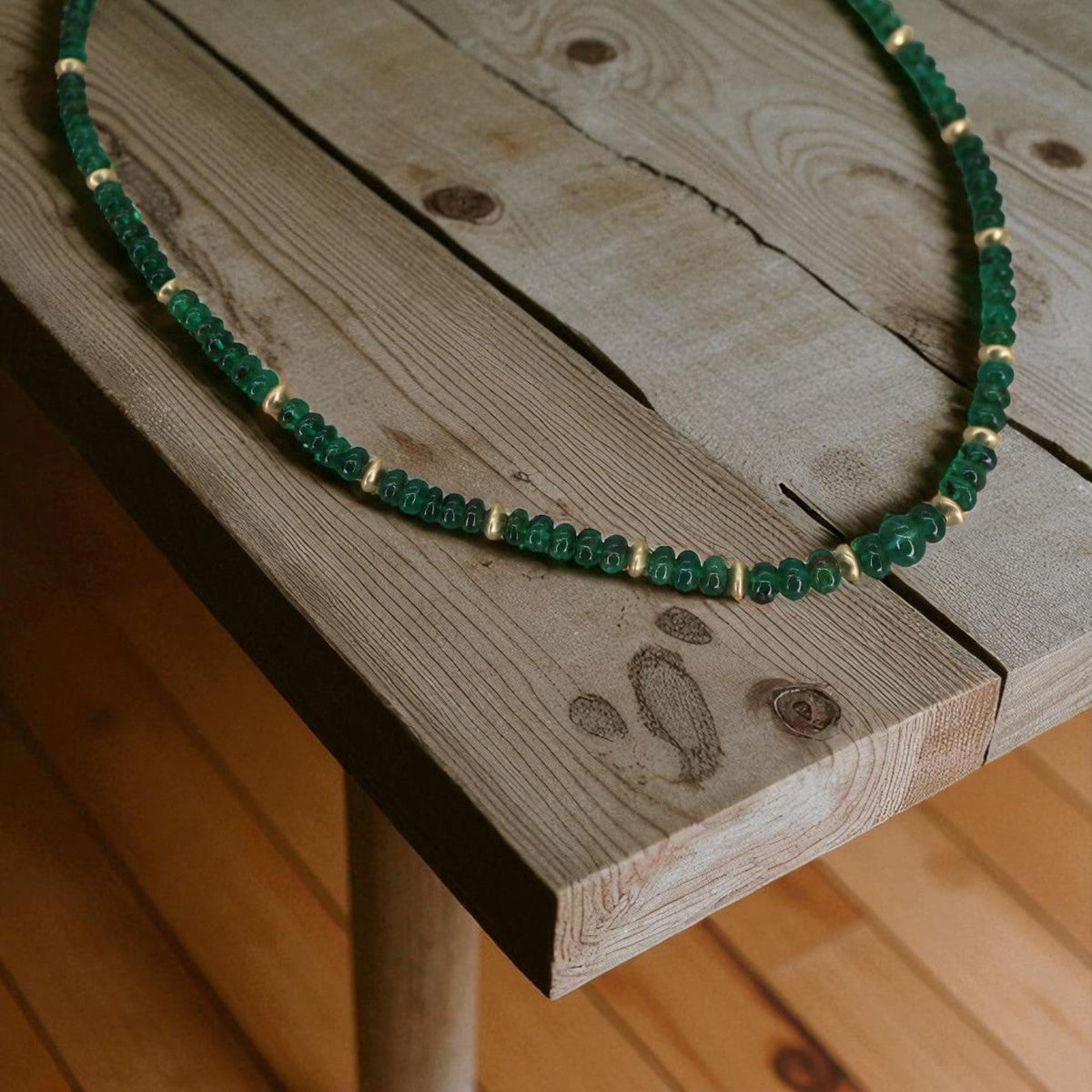 Emerald Bead Necklace - Petra Star