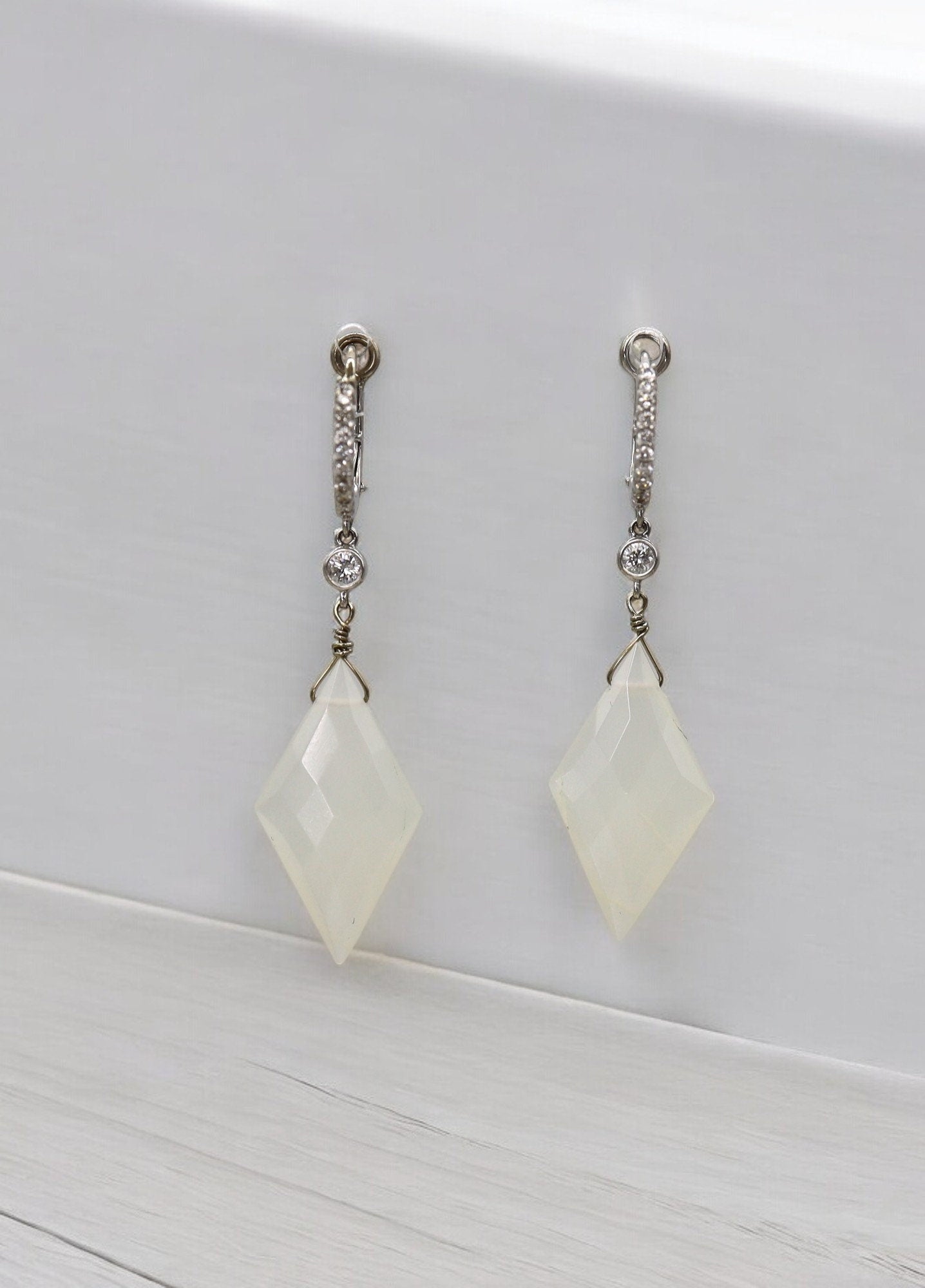 Estate 14k White Gold with Diamonds and Moonstones - Petra Star