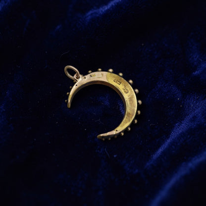 Antique Victorian Etruscan Revival Crescent Moon Pendant 15k Gold | Petra Star - Petra Star