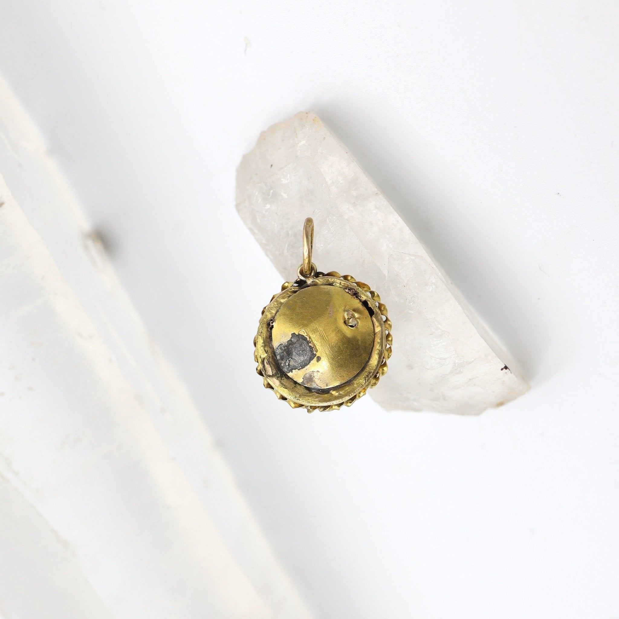 Etruscan Revival Turquoise & Diamond Pendant in 15k Yellow Gold - Petra Star