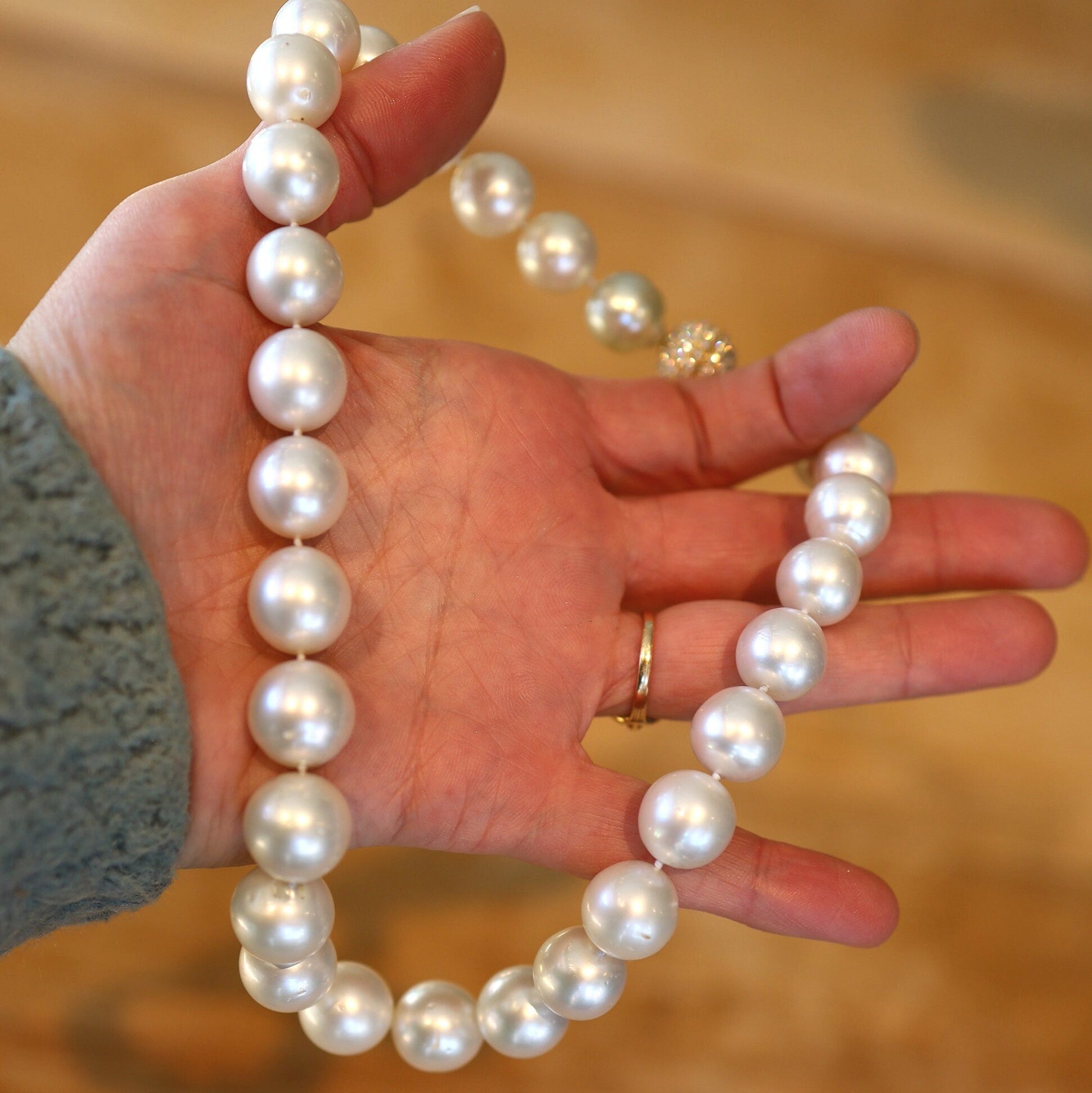 Extraordinary South Sea Pearl Necklace with Pavé Diamond Clasp - Petra Star
