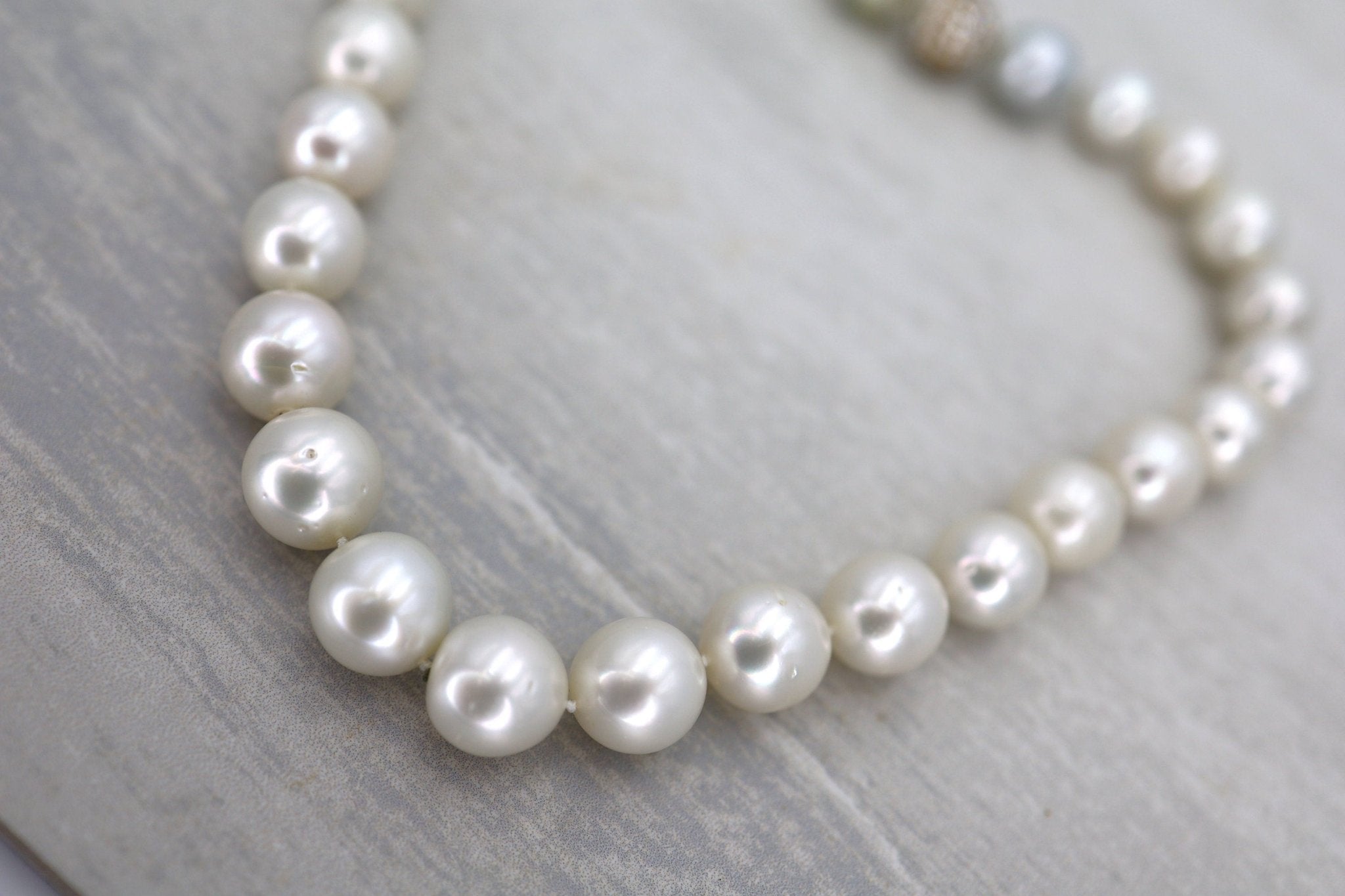 Extraordinary South Sea Pearl Necklace with Pavé Diamond Clasp - Petra Star