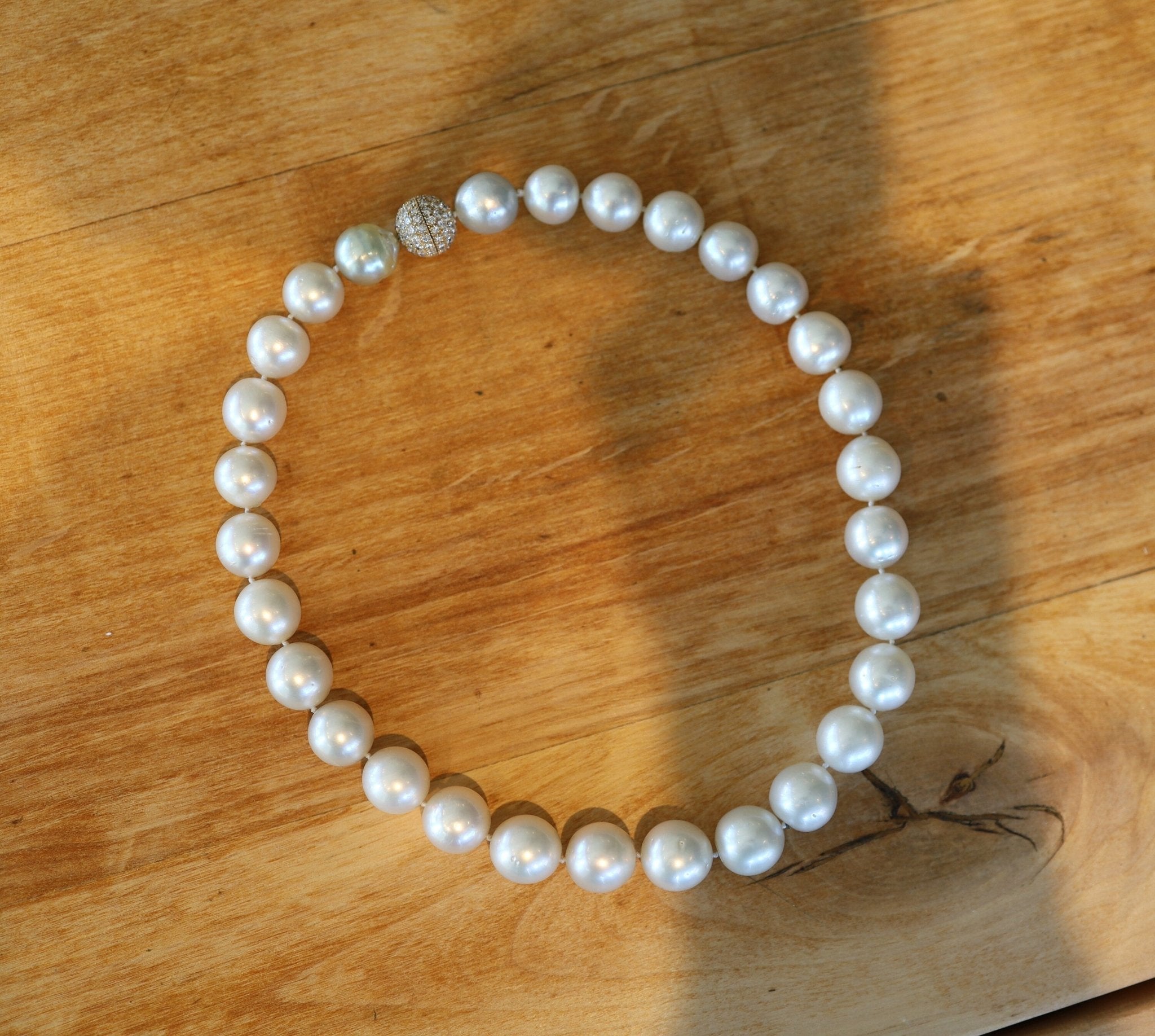 Extraordinary South Sea Pearl Necklace with Pavé Diamond Clasp - Petra Star