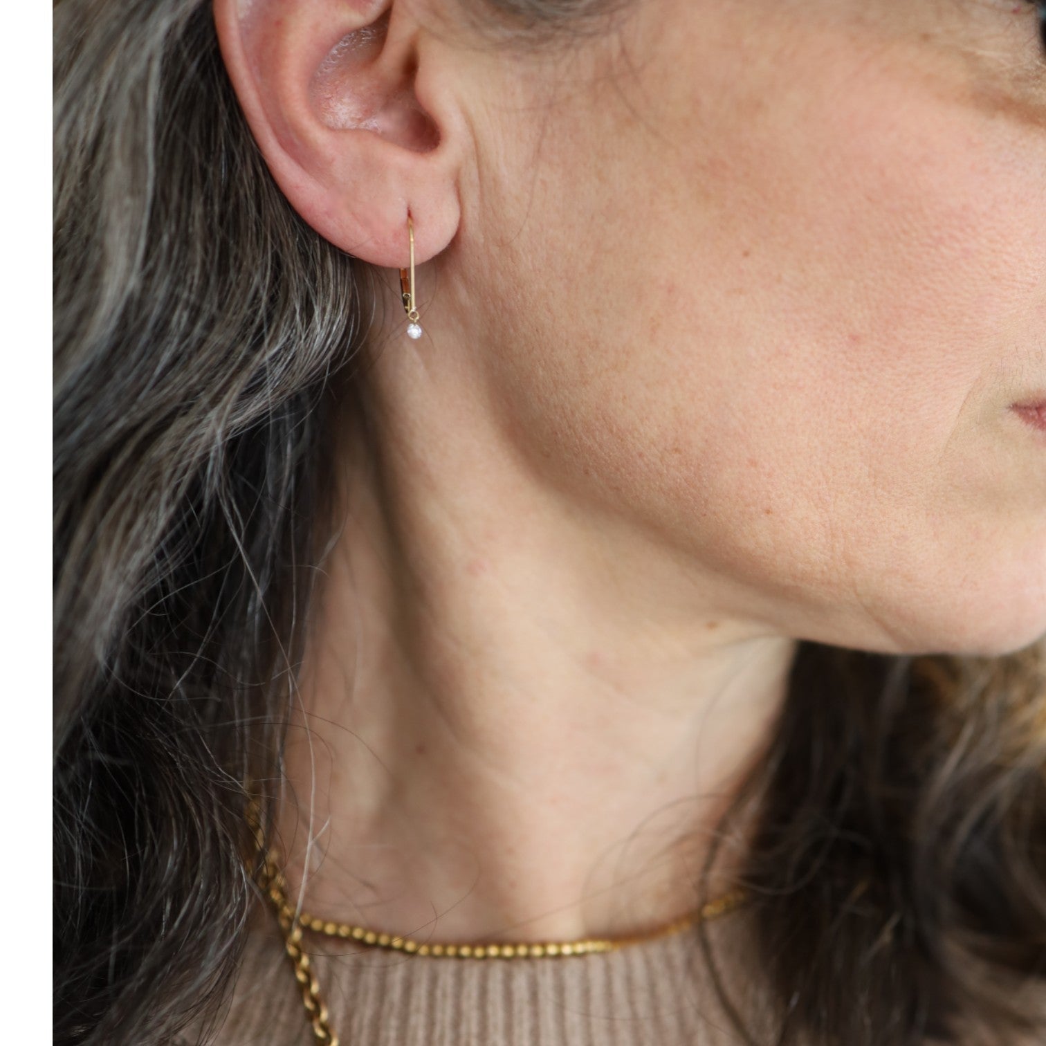 Floating Diamond Dangle Earrings 14k - Petra Star