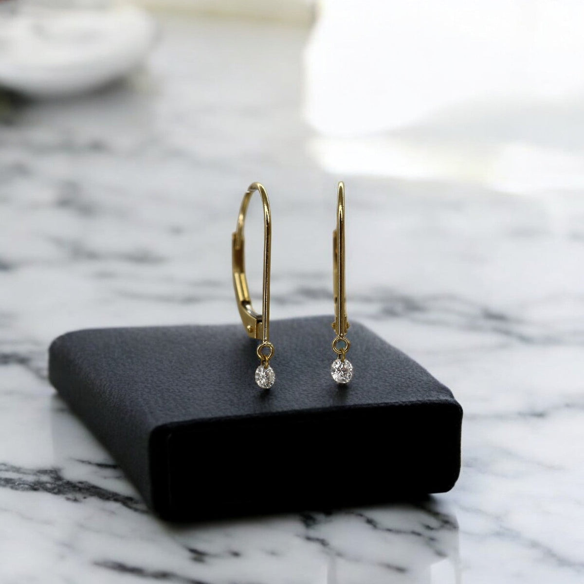 Floating Diamond Dangle Earrings 14k - Petra Star