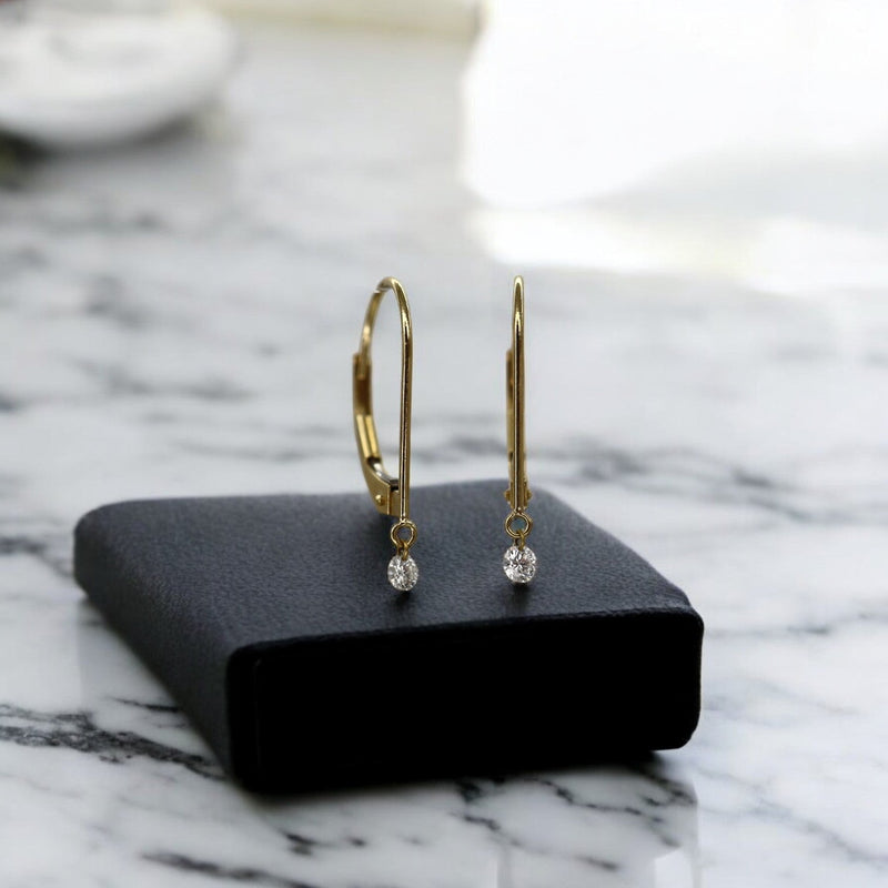 Floating Diamond Dangle Earrings 14k