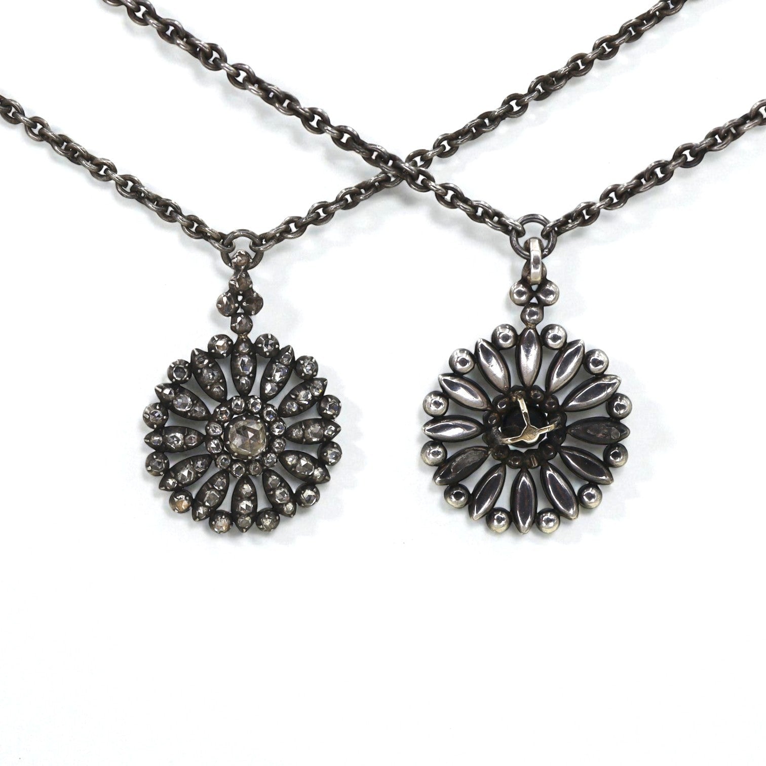 Georgian Diamond Pendant — Foiled Closed-Back Rose Cut & Old Mine Cut - Petra Star