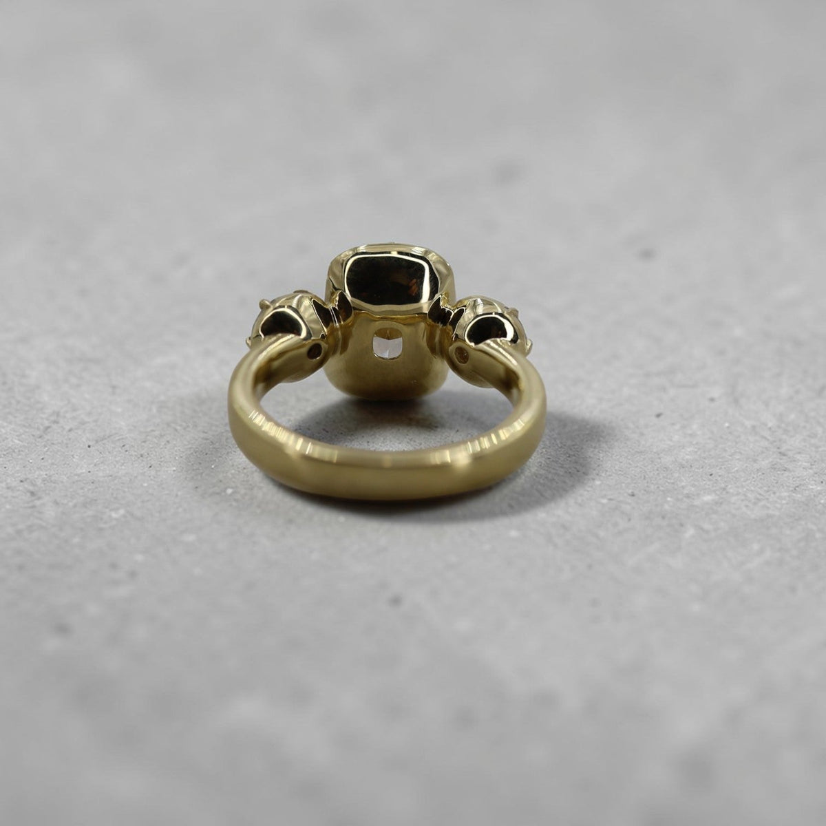 Georgian Inspired Three Stone Collet Setting in 18k Yellow Gold 4.24 cts of Diamonds - Petra Star