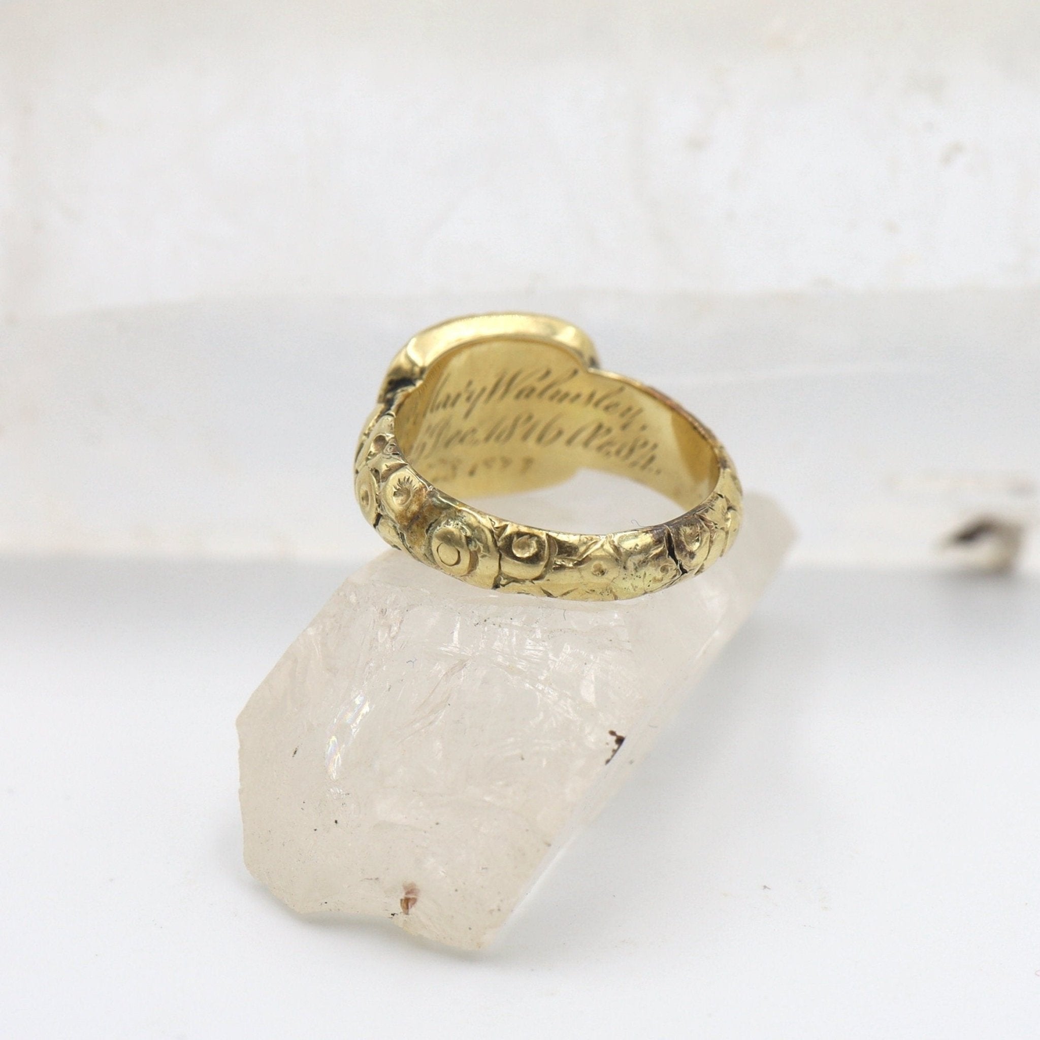 Georgian Memento Mori Mourning Ring with Garnet - Petra Star