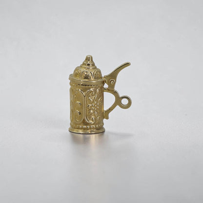 German Beer Stein Charm Opening Lid | 8k Yellow Gold 333 Hallmark | Mid-Century Vintage circa 1960s | Petra Star - Petra Star