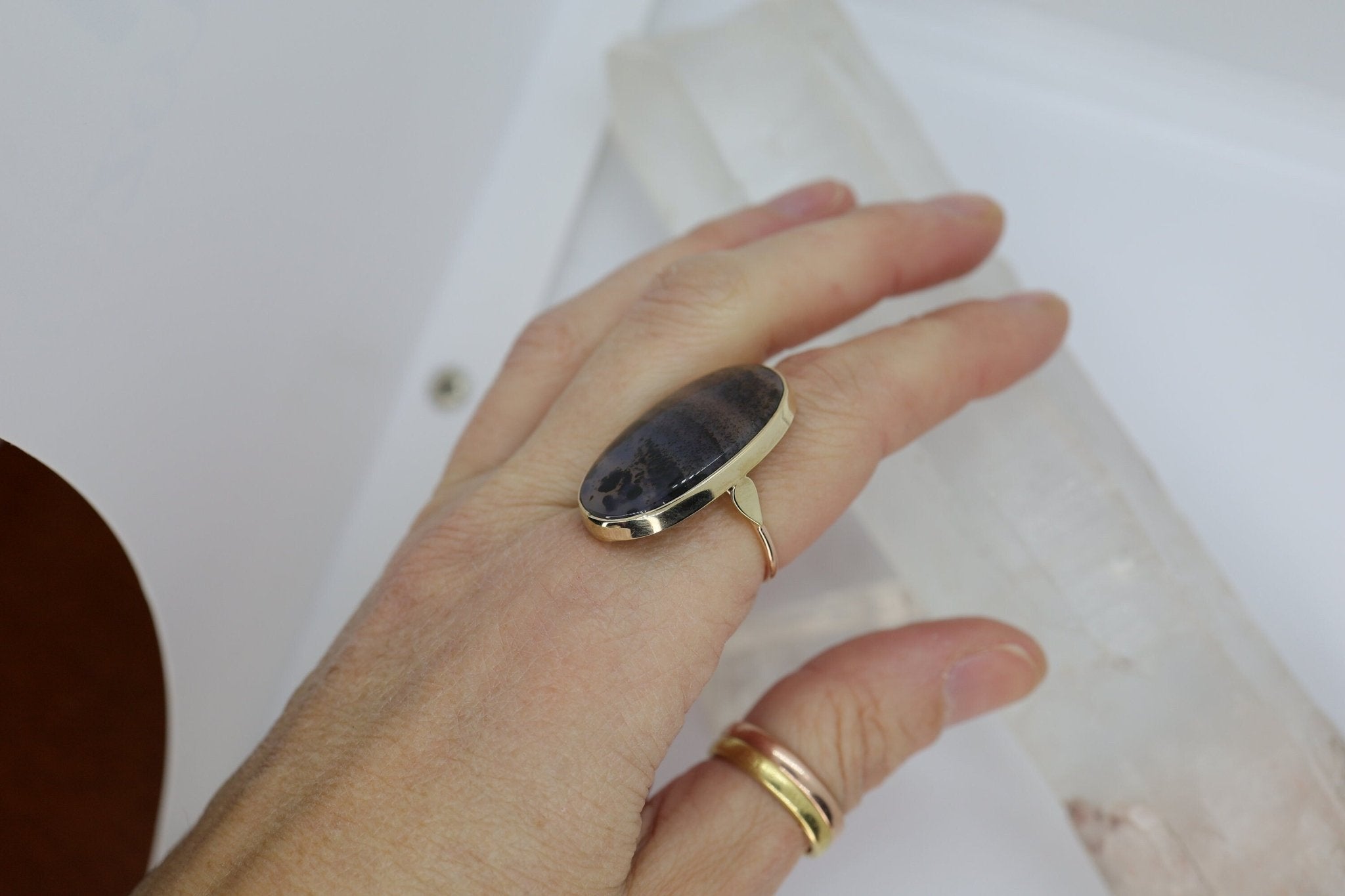 Ginormous Victorian Dendritic Agate Ring - Petra Star