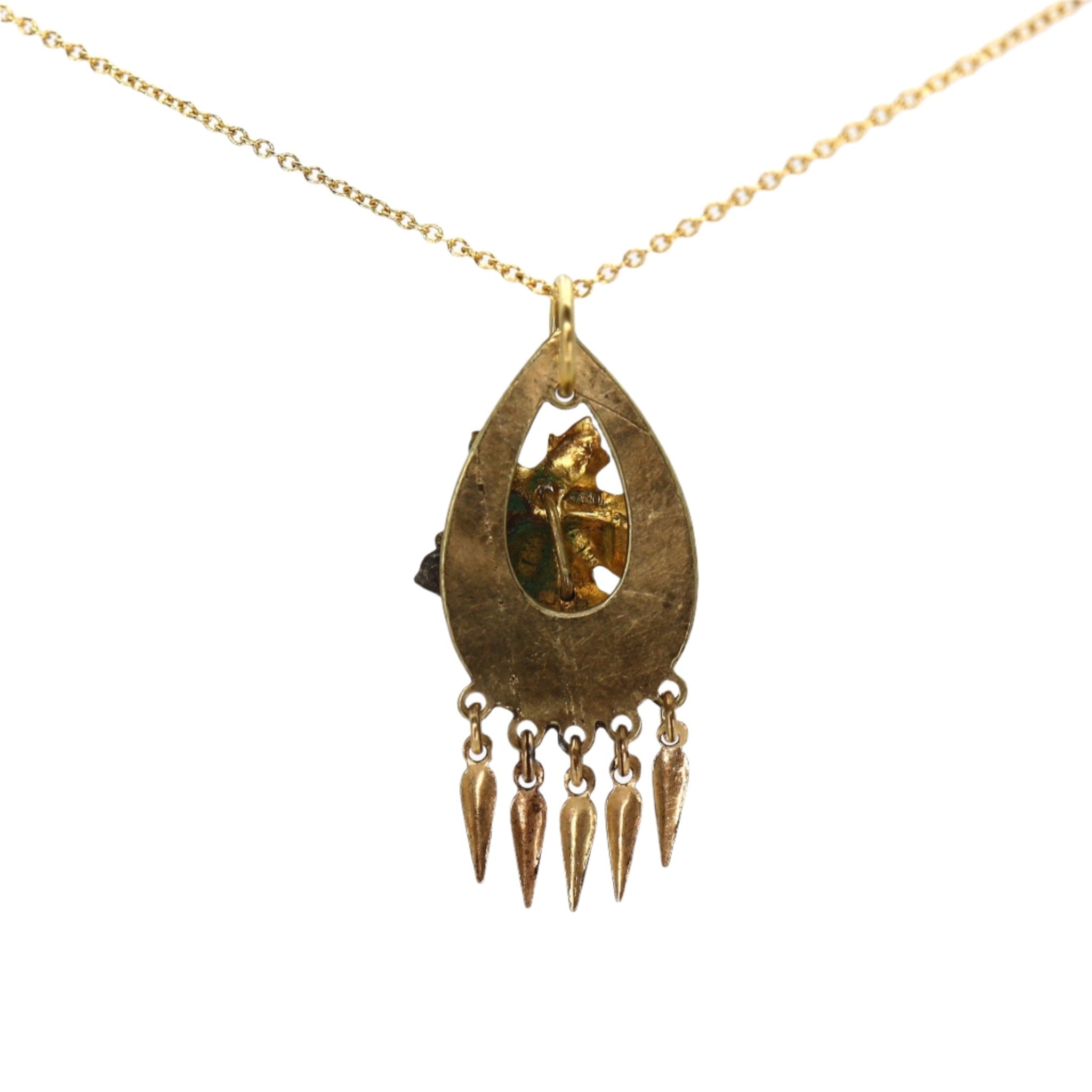 Gold-Filled Etruscan Revival Turquoise Pendant - Petra Star