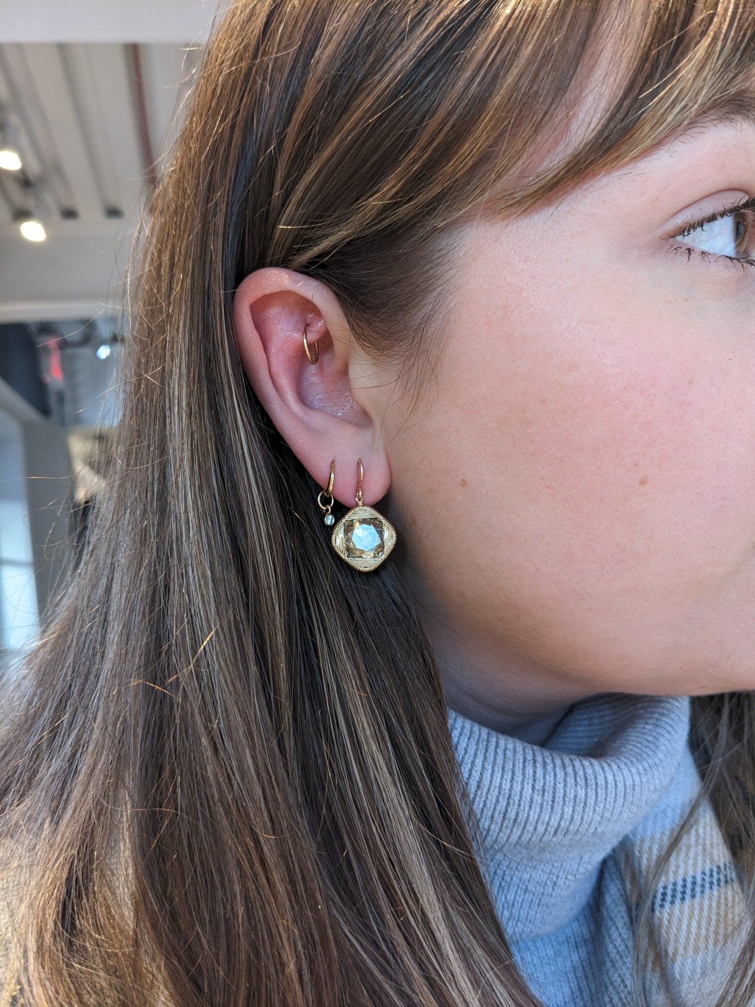 Golden Hour Drop Earrings With Crystal - Petra Star
